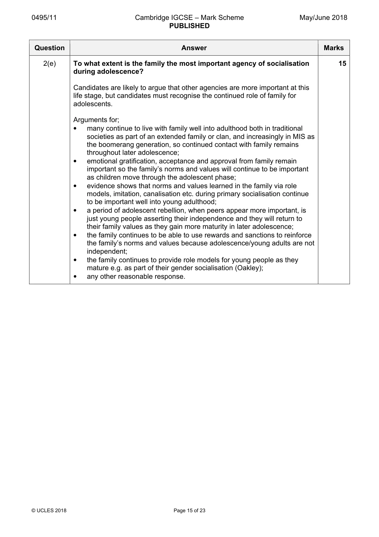 Mark scheme, page 15 of 23