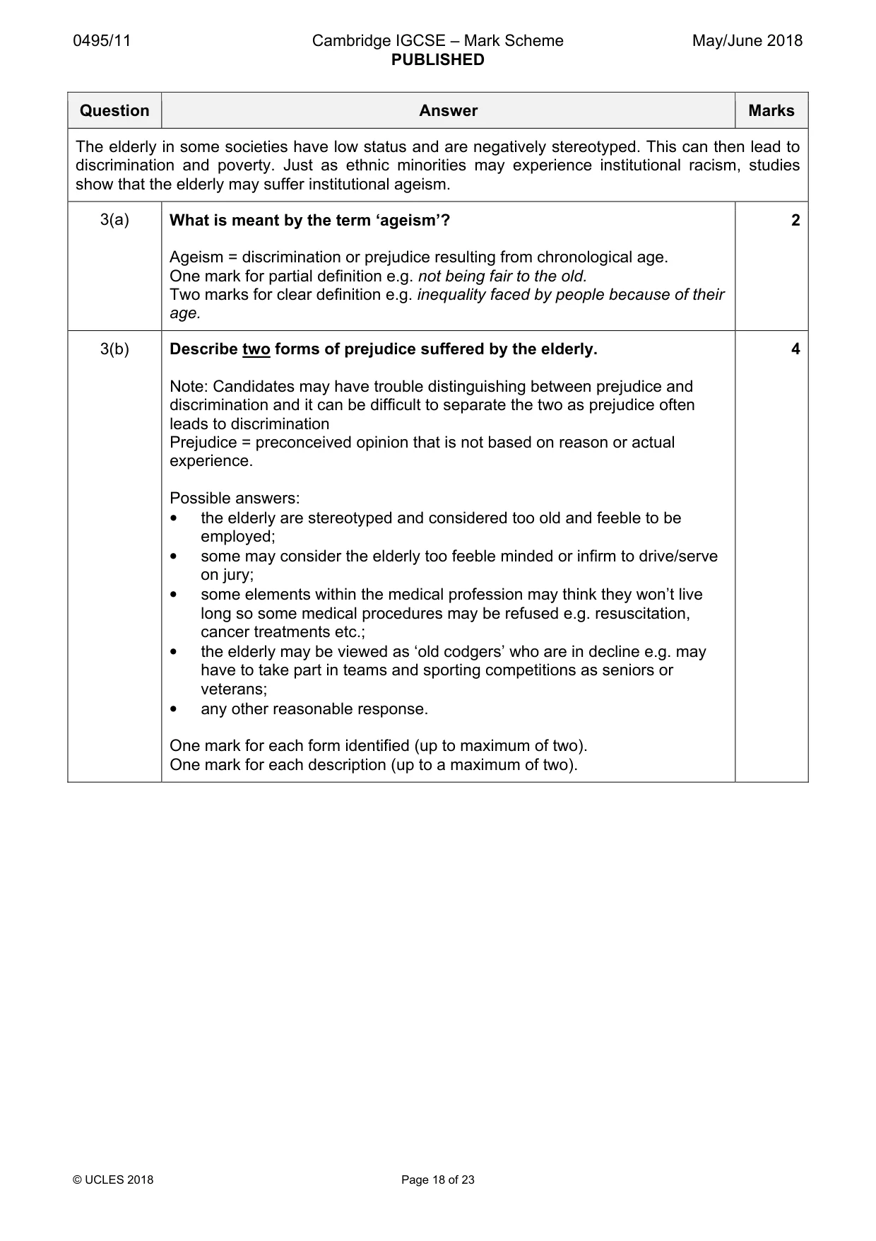 Mark scheme, page 18 of 23