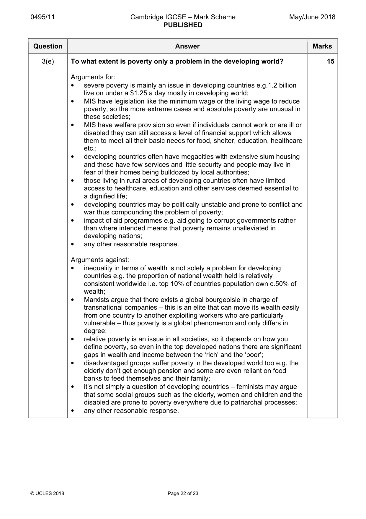 Mark scheme, page 22 of 23