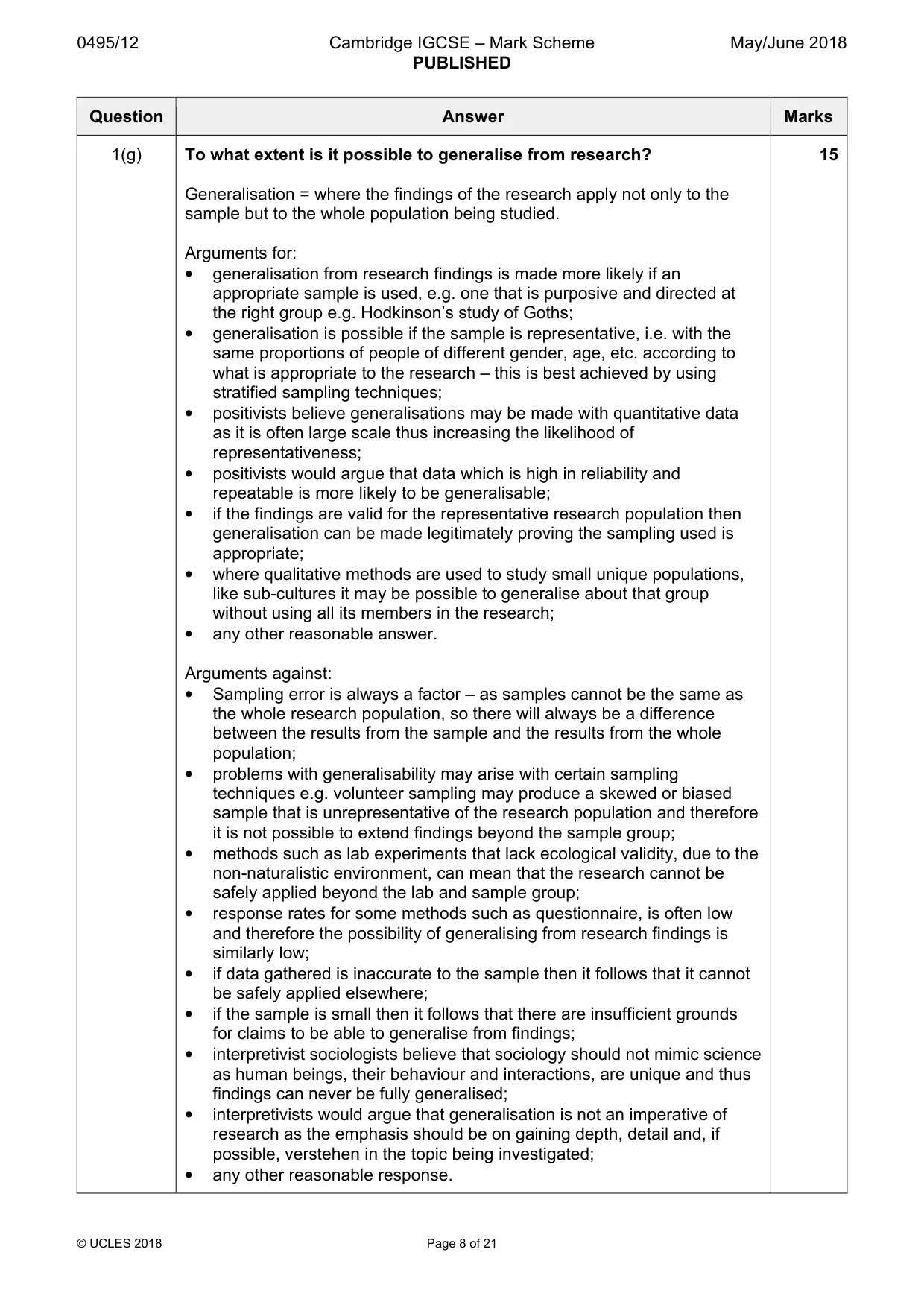 Mark scheme, page 8 of 21