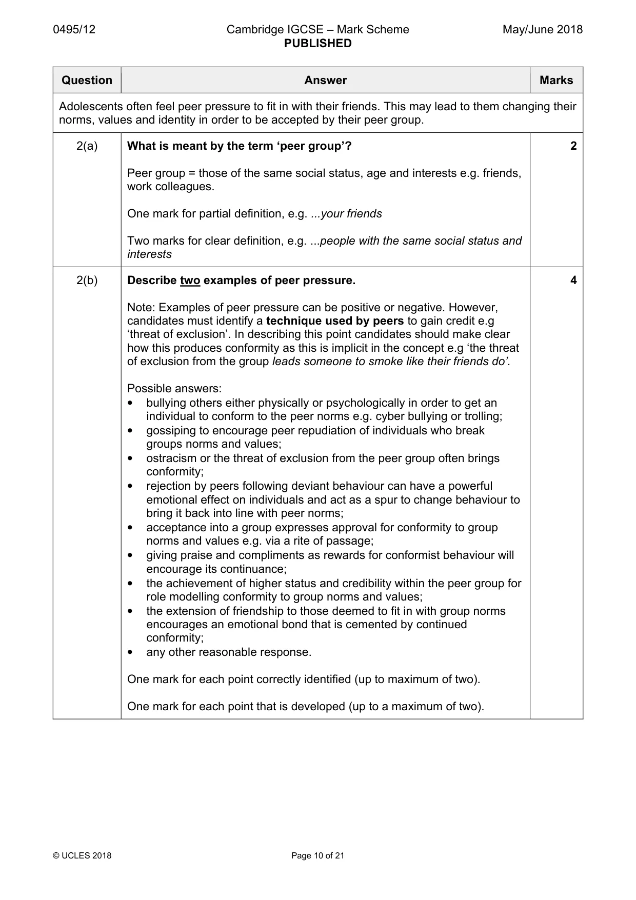 Mark scheme, page 10 of 21