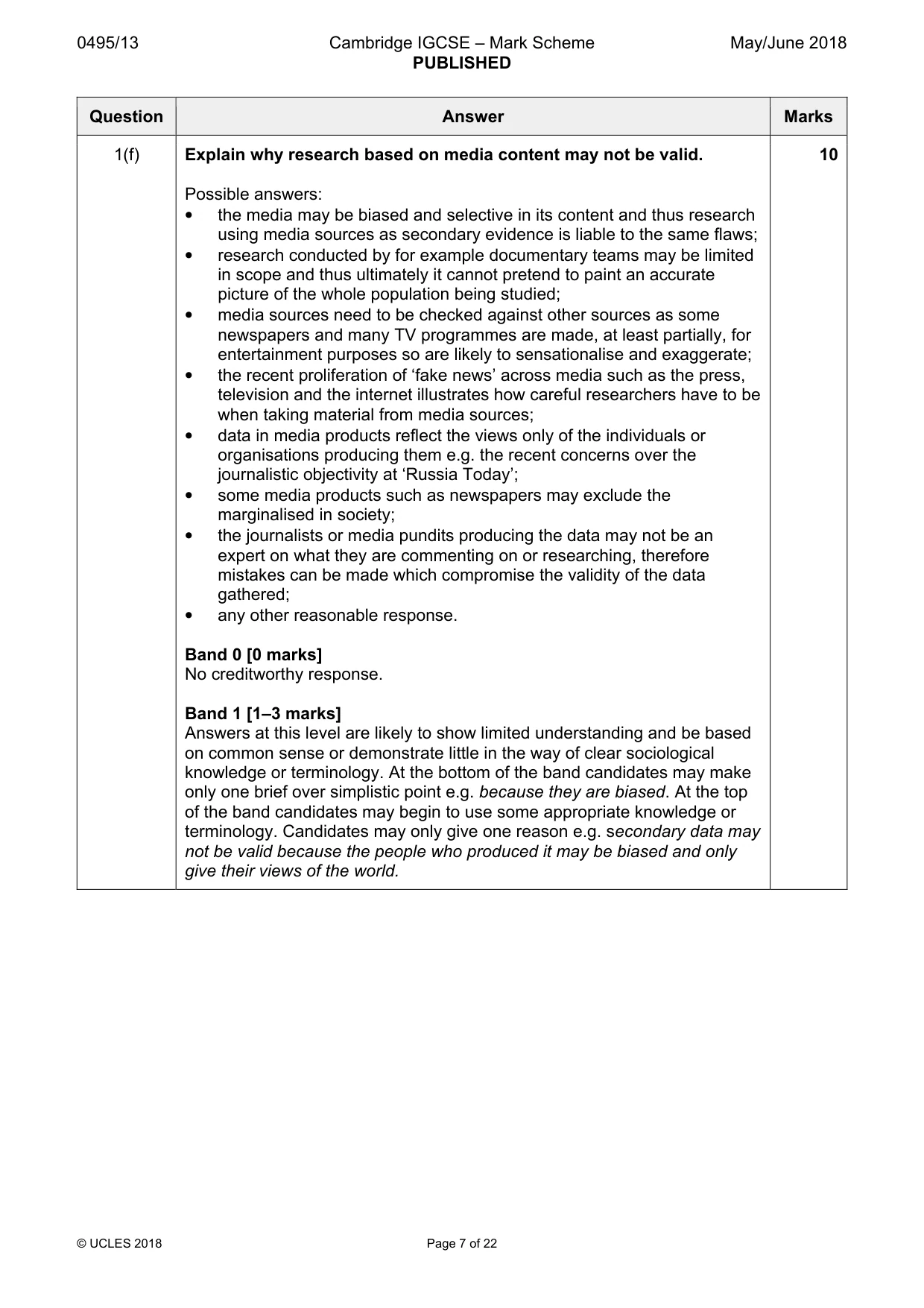 Mark scheme, page 7 of 22
