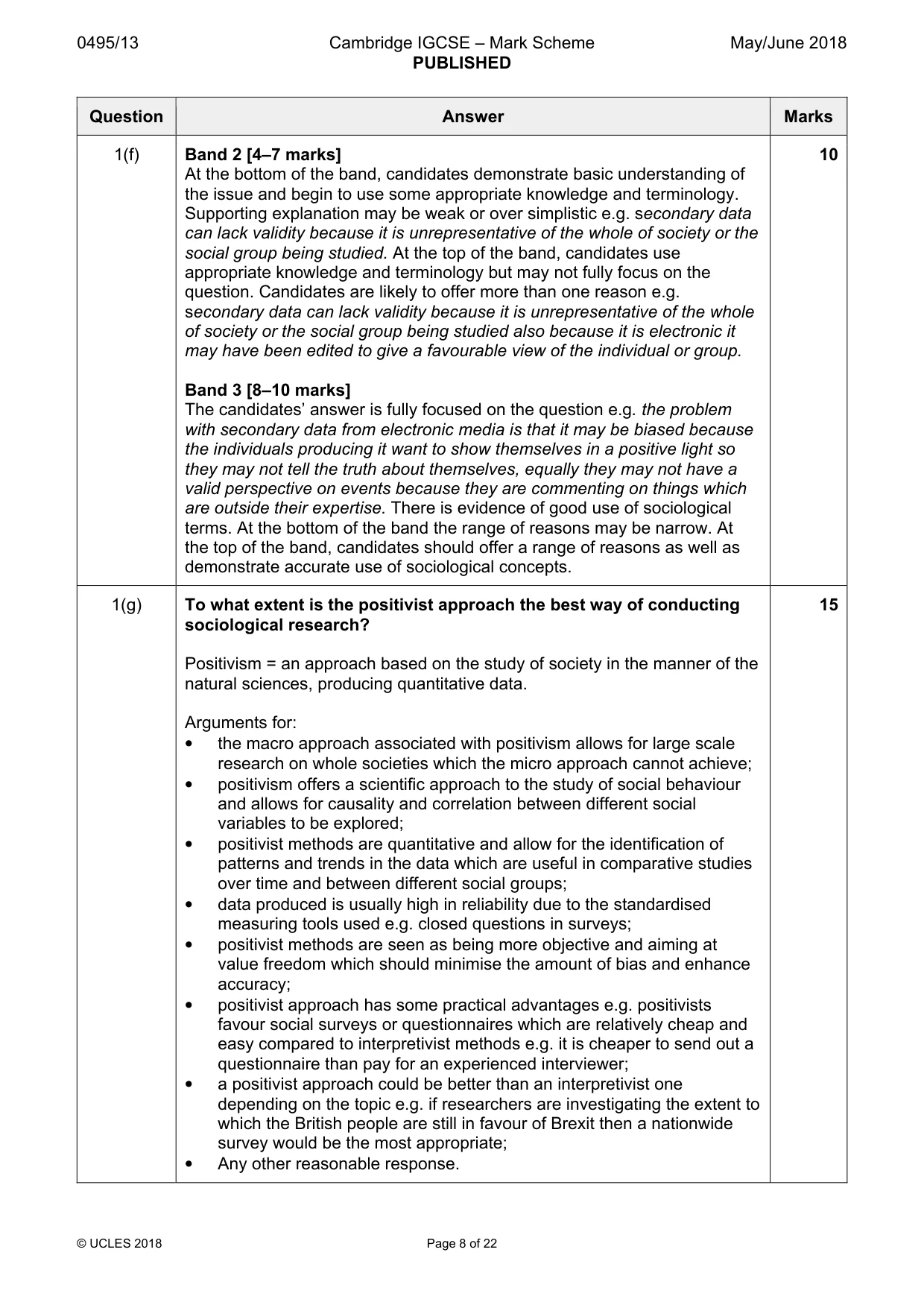Mark scheme, page 8 of 22