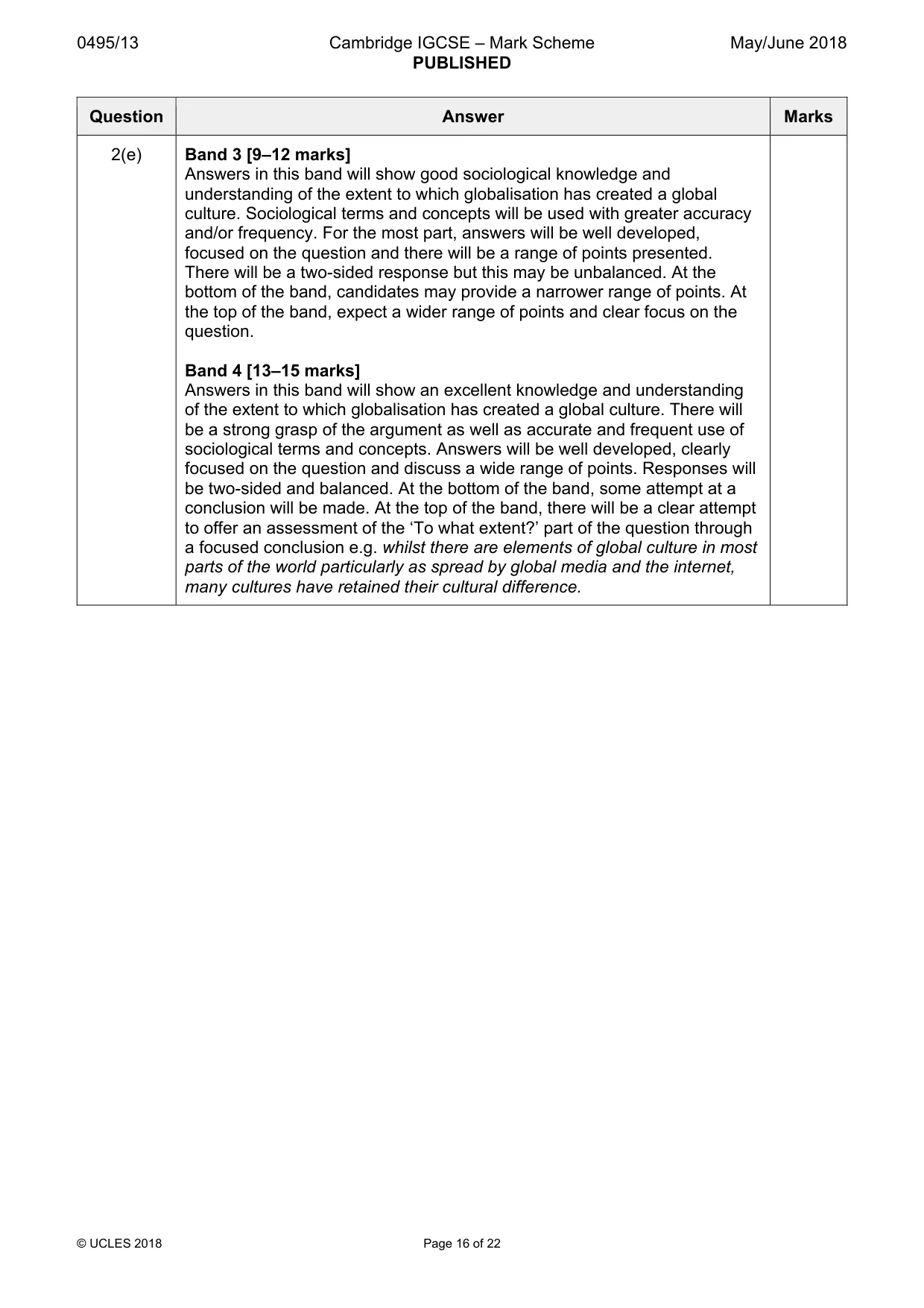 Mark scheme, page 16 of 22