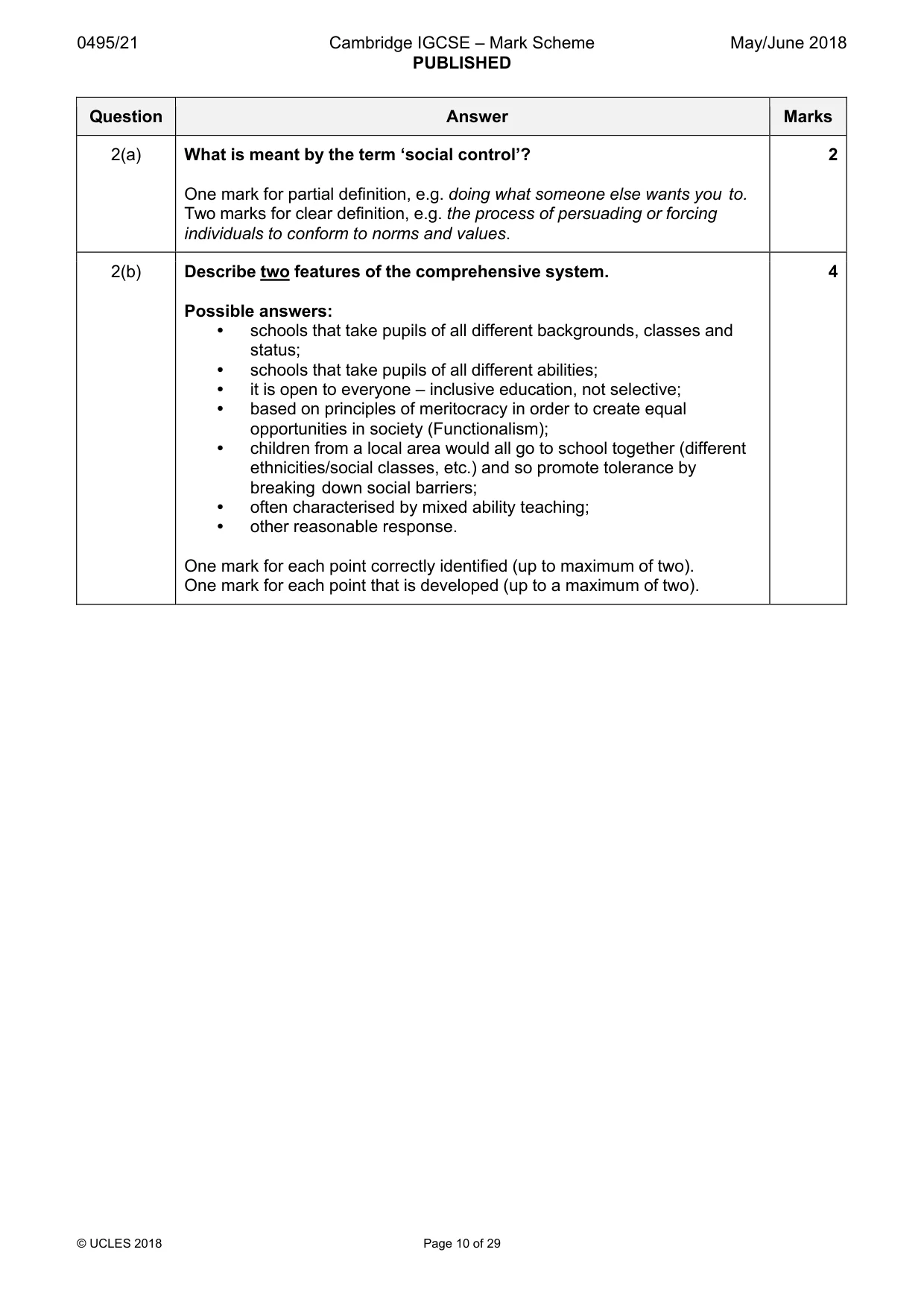 Mark scheme, page 10 of 29