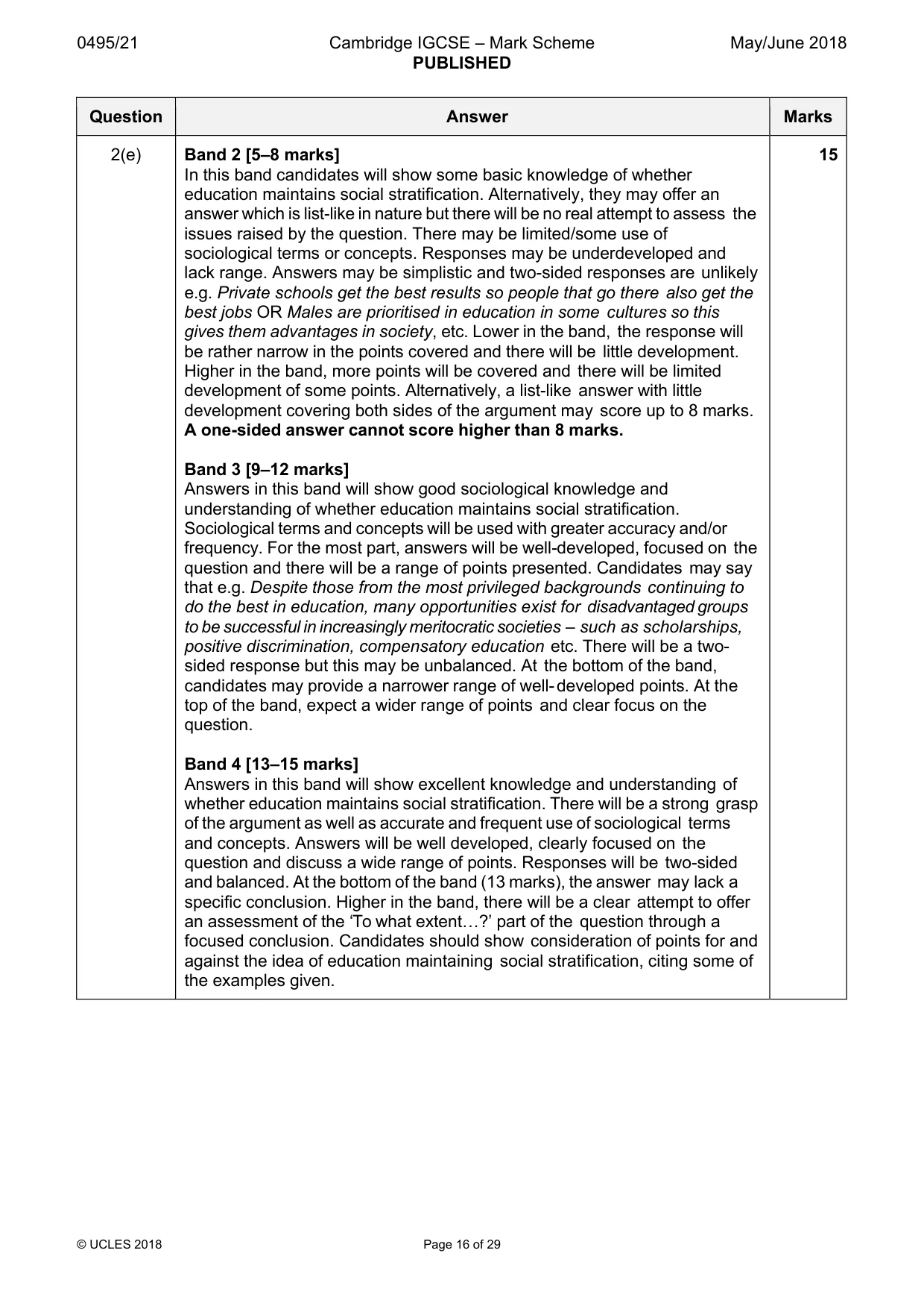 Mark scheme, page 16 of 29