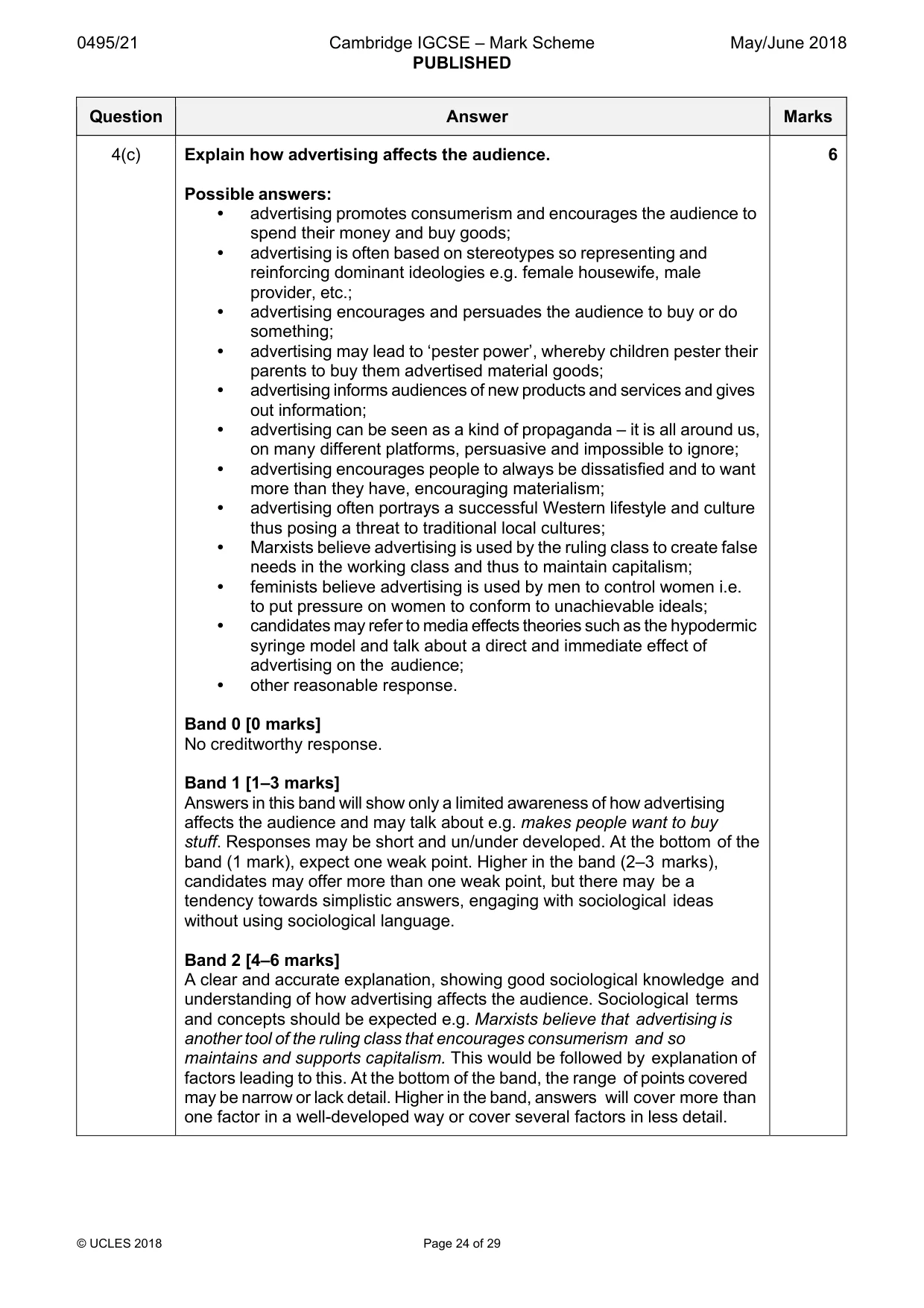 Mark scheme, page 24 of 29