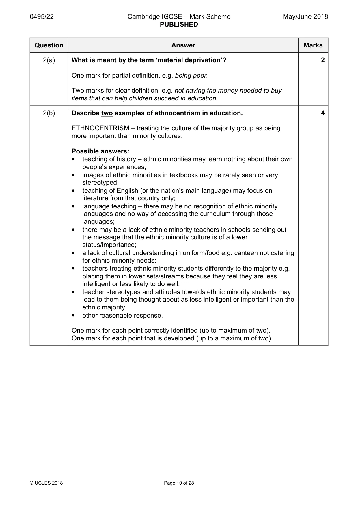 Mark scheme, page 10 of 28
