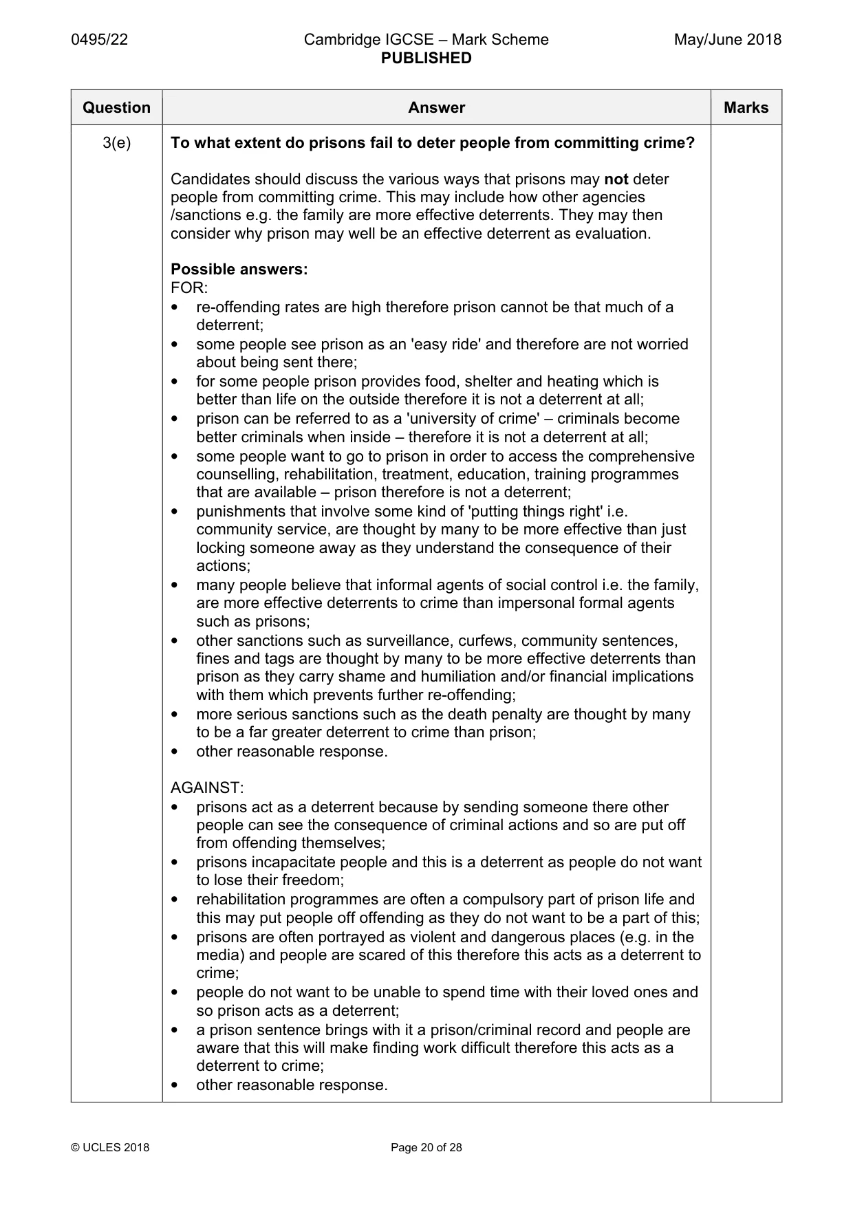 Mark scheme, page 20 of 28