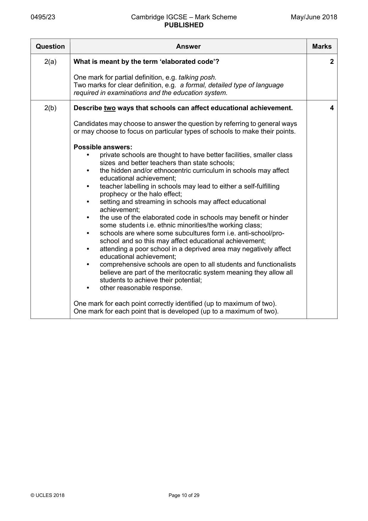 Mark scheme, page 10 of 29