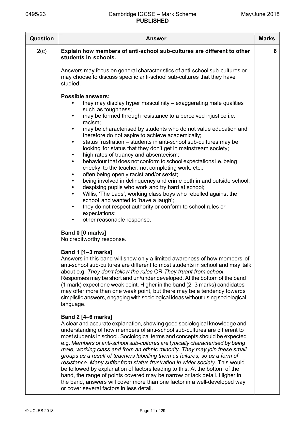 Mark scheme, page 11 of 29