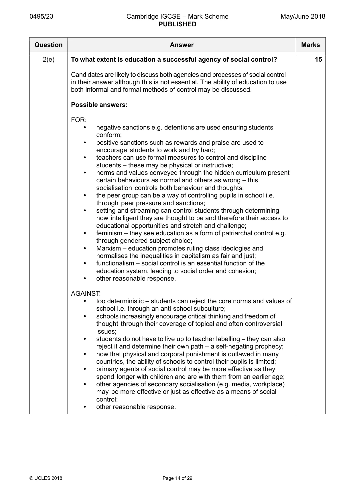 Mark scheme, page 14 of 29