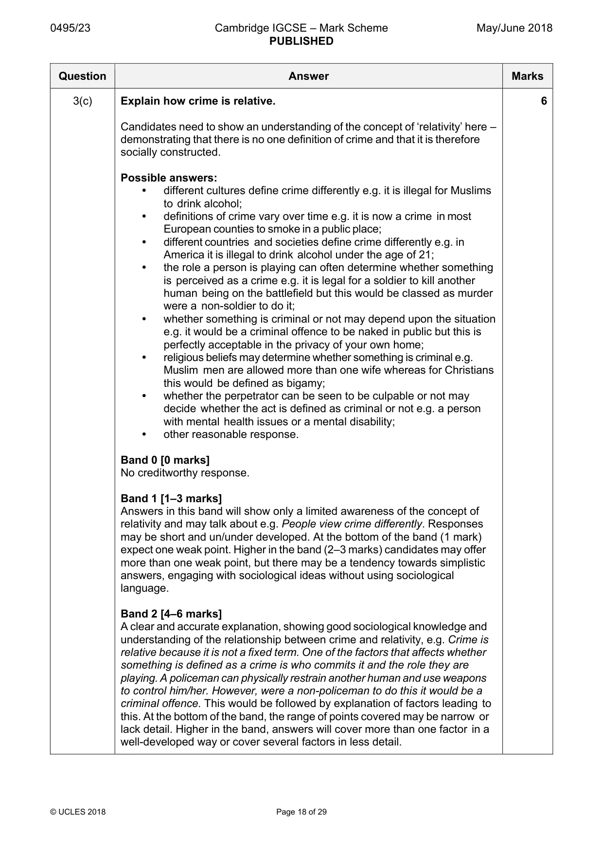 Mark scheme, page 18 of 29