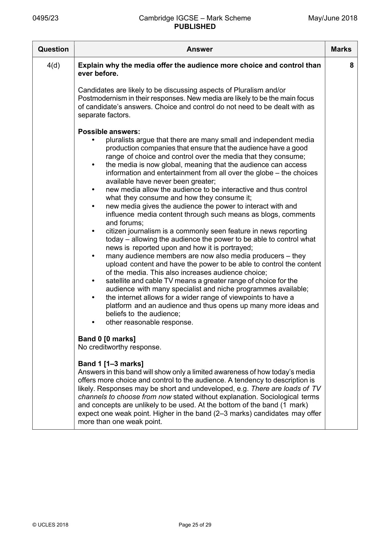 Mark scheme, page 25 of 29