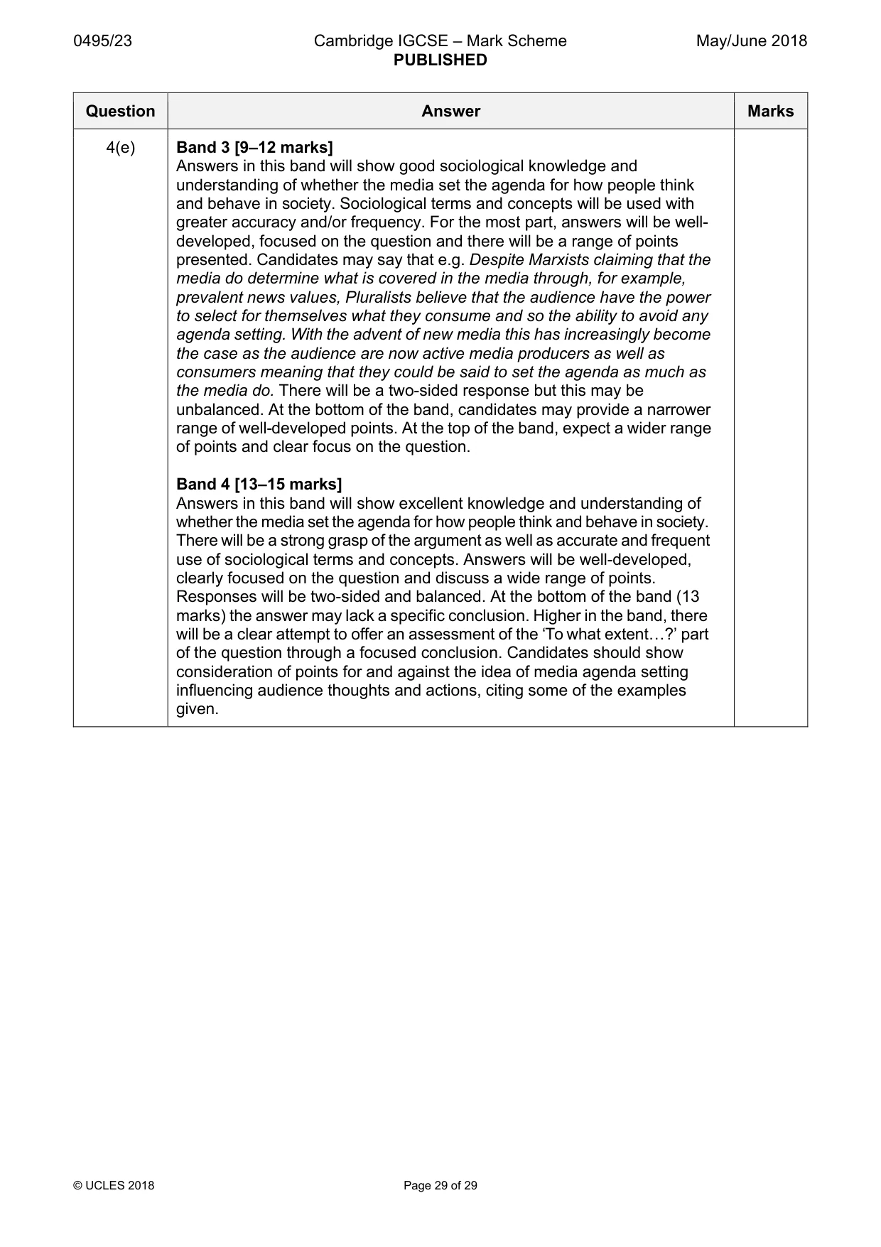 Mark scheme, page 29 of 29