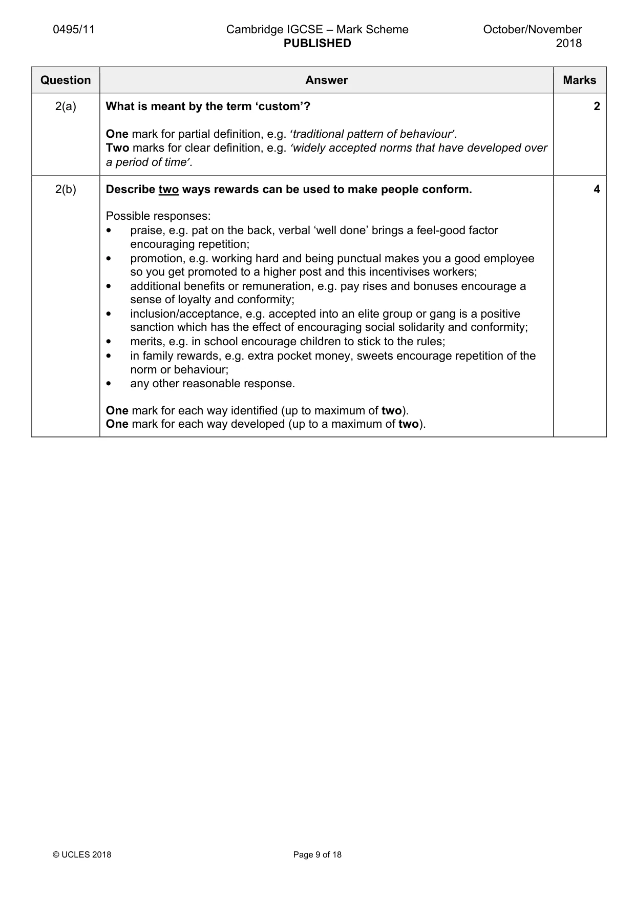 Mark scheme, page 9 of 18