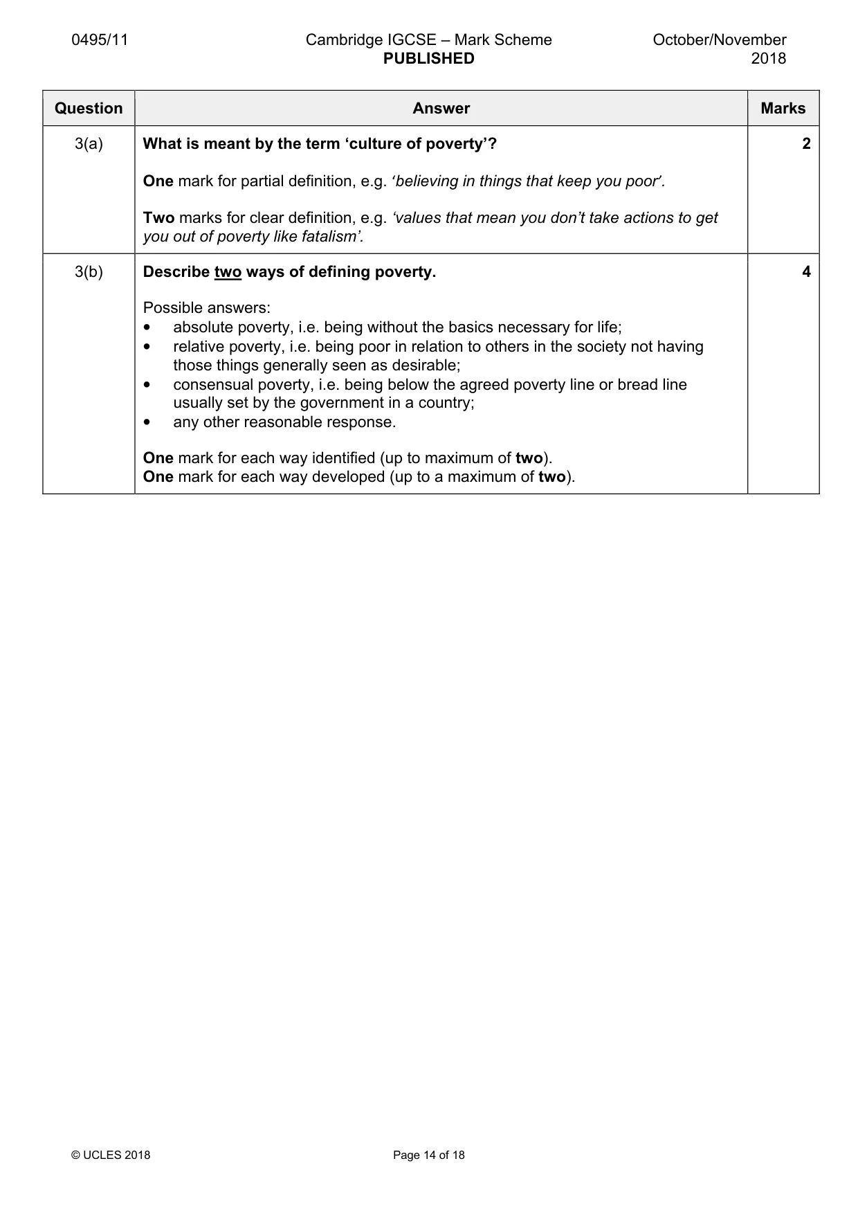 Mark scheme, page 14 of 18