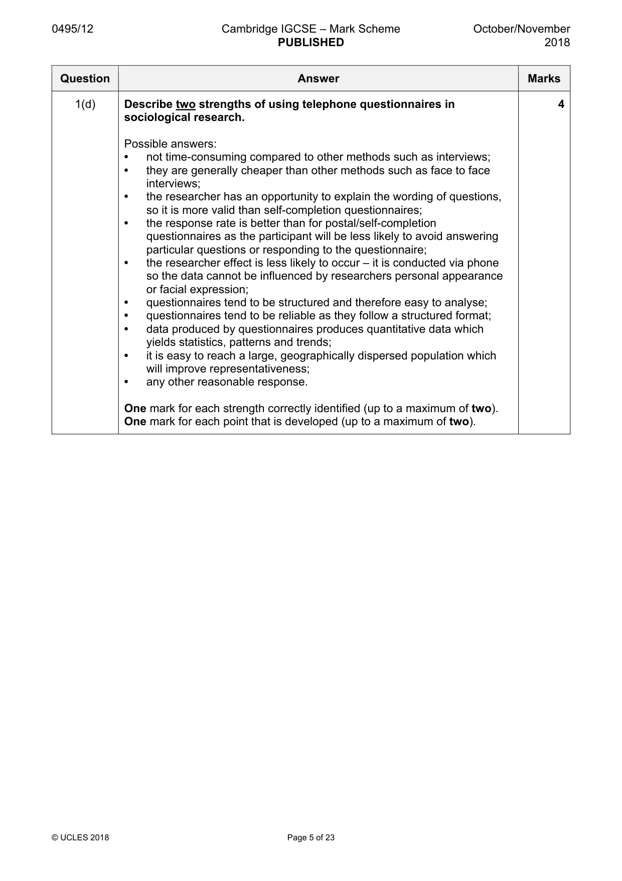 Mark scheme, page 5 of 23