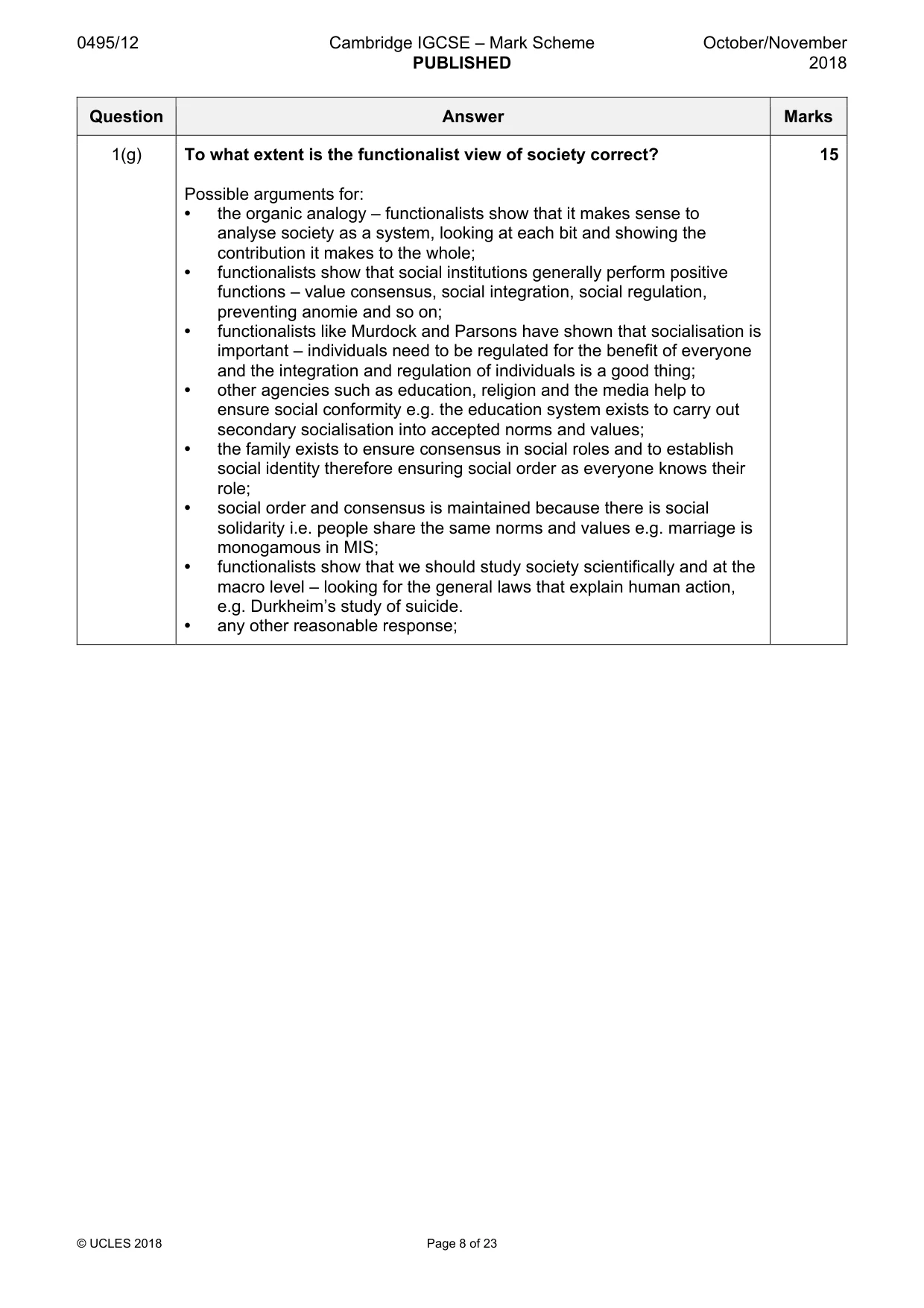Mark scheme, page 8 of 23
