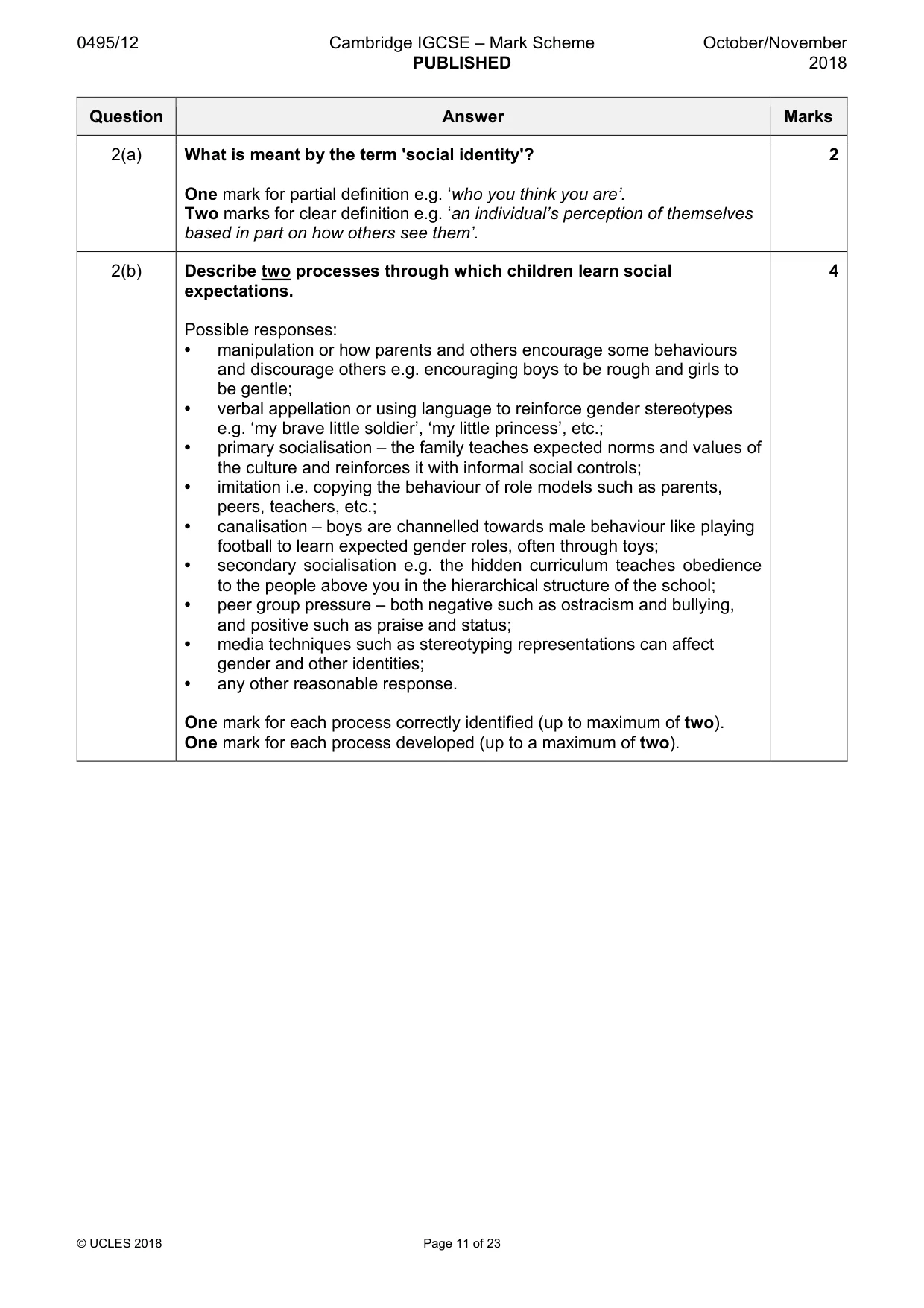 Mark scheme, page 11 of 23