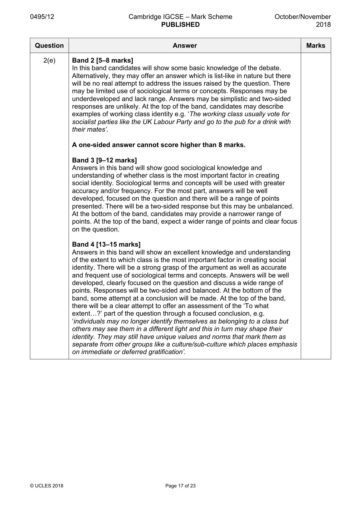 Mark scheme, page 17 of 23