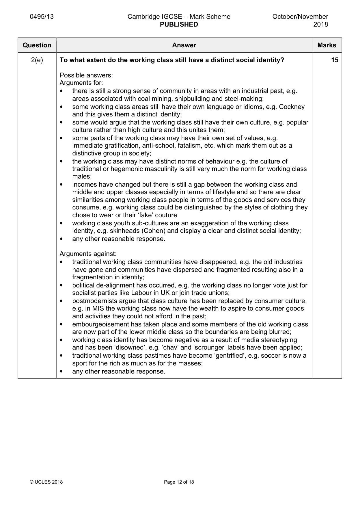 Mark scheme, page 12 of 18
