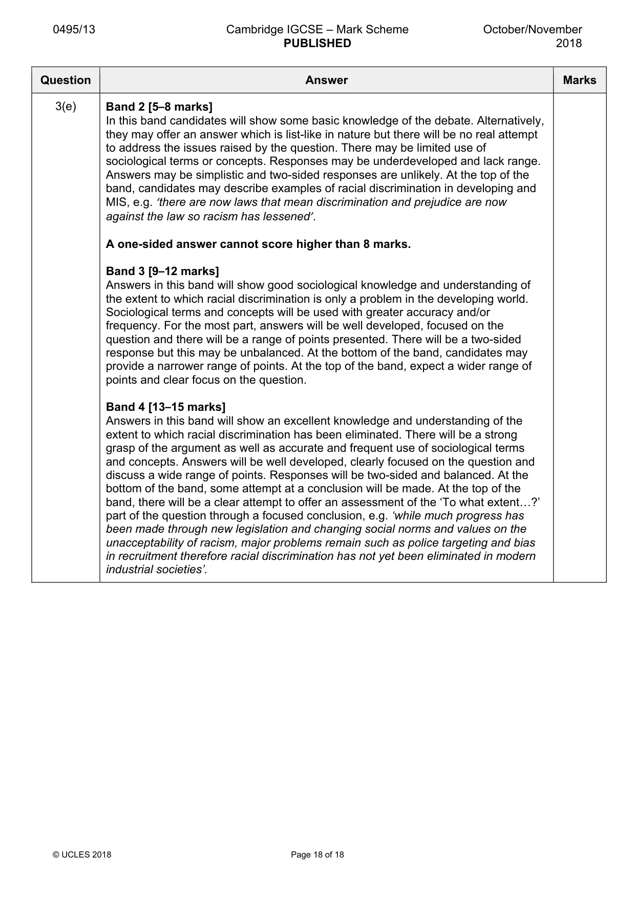Mark scheme, page 18 of 18