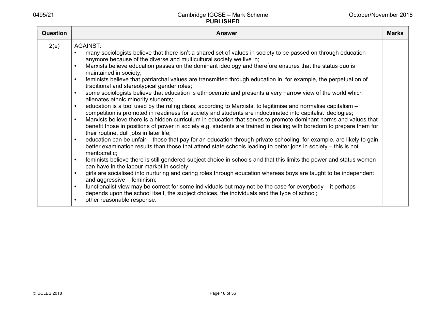 Mark scheme, page 18 of 36