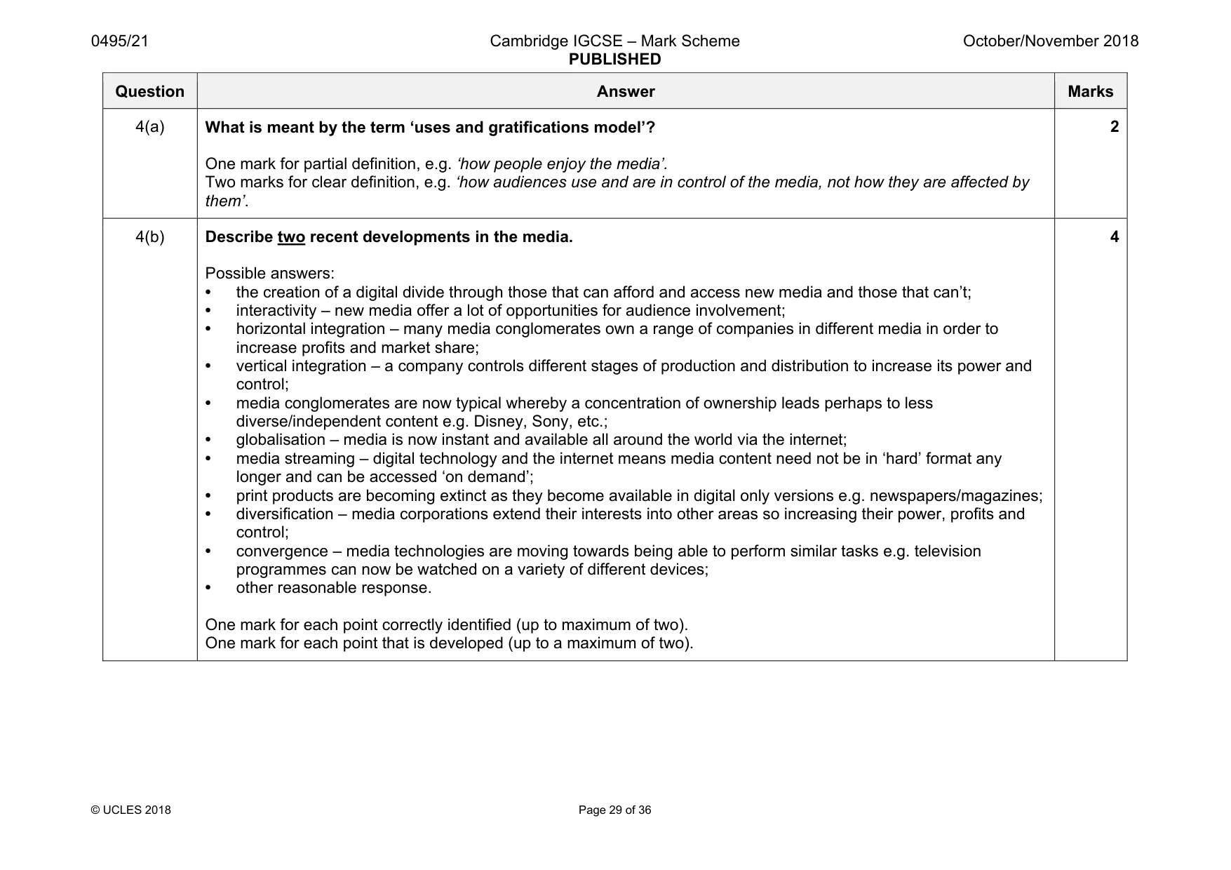 Mark scheme, page 29 of 36