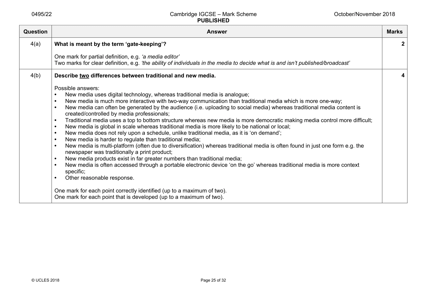 Mark scheme, page 25 of 32