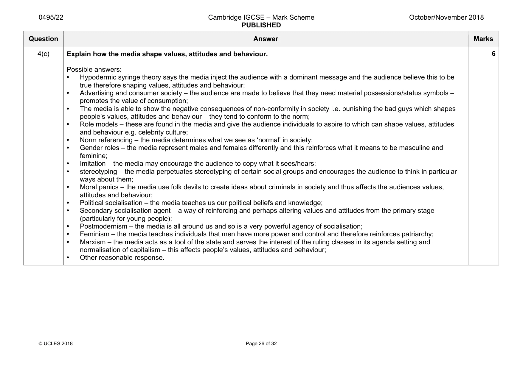 Mark scheme, page 26 of 32