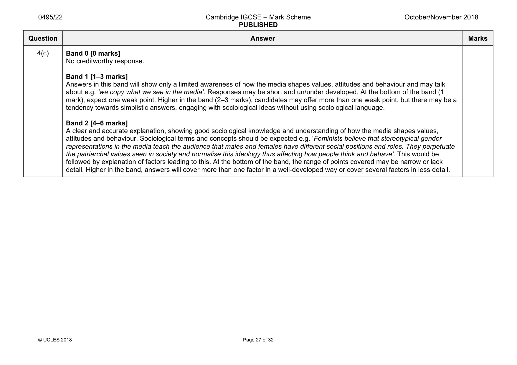Mark scheme, page 27 of 32