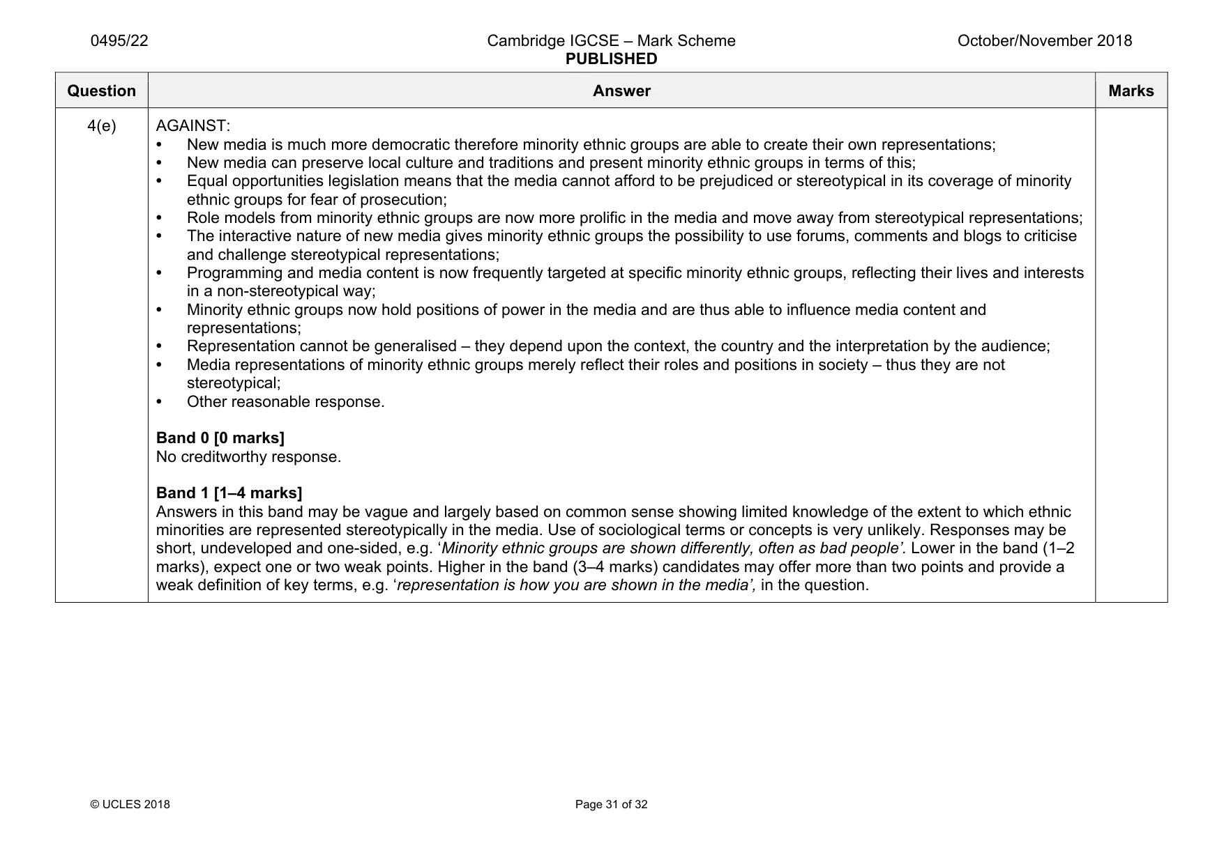 Mark scheme, page 31 of 32