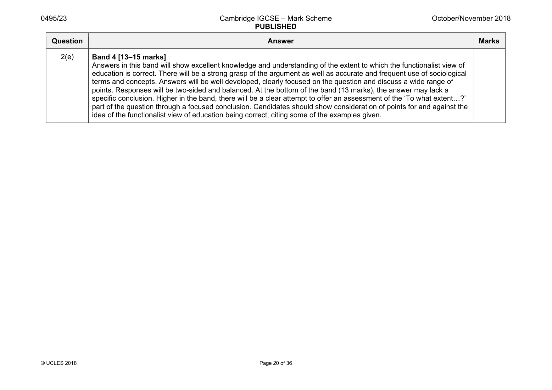 Mark scheme, page 20 of 36