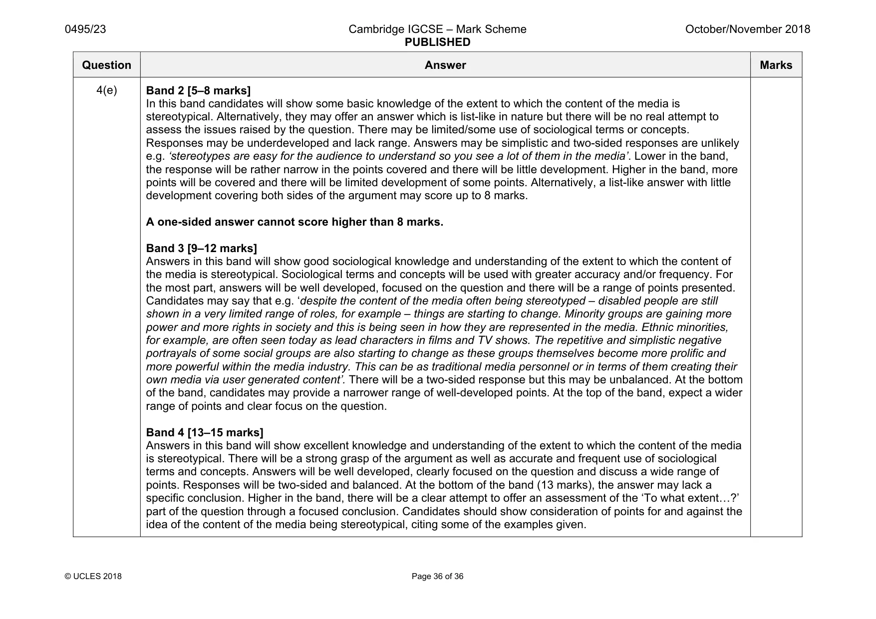 Mark scheme, page 36 of 36