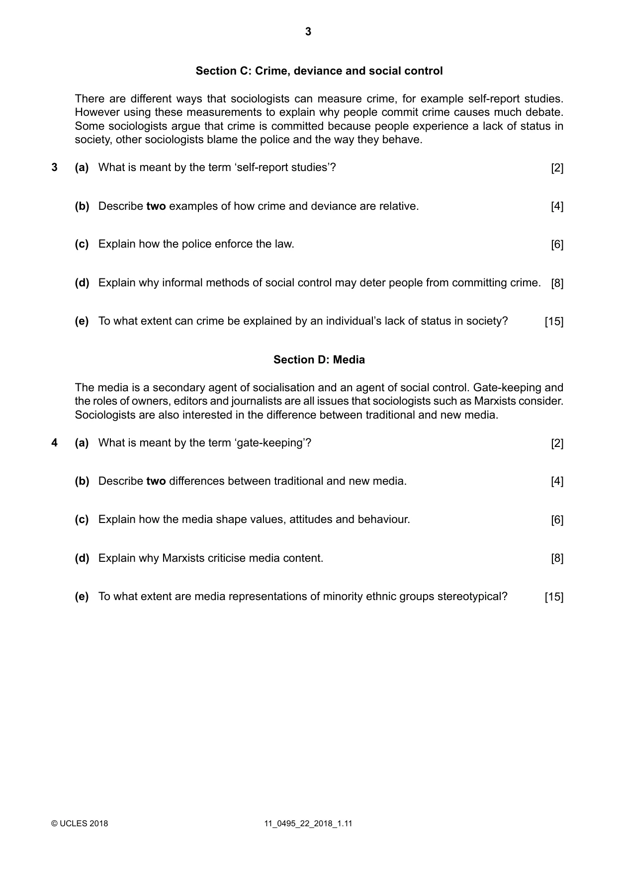 Cambridge IGCSE Sociology 0495 2018 Oct/Nov Paper 2 · Variant 2 question paper, page 3 of 4