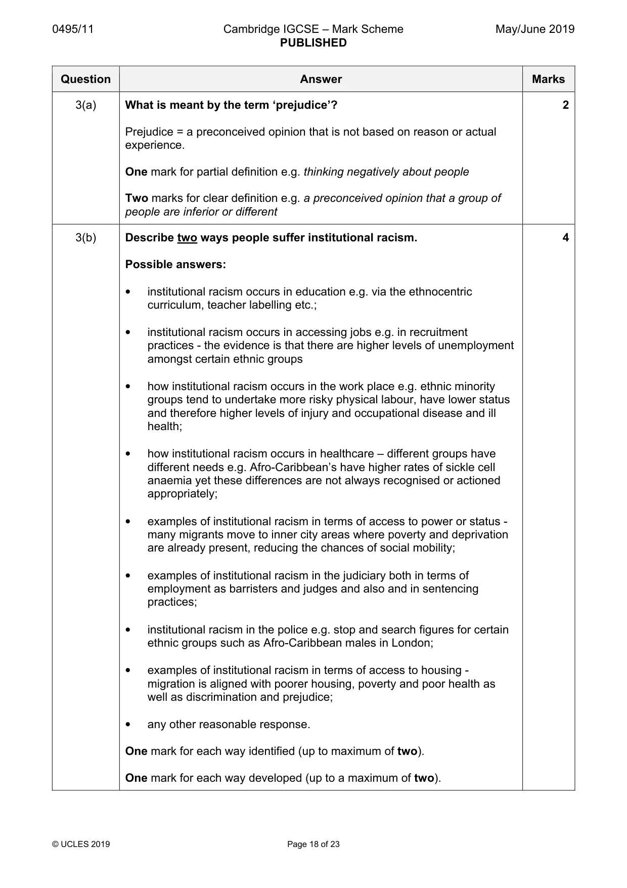 Mark scheme, page 18 of 23