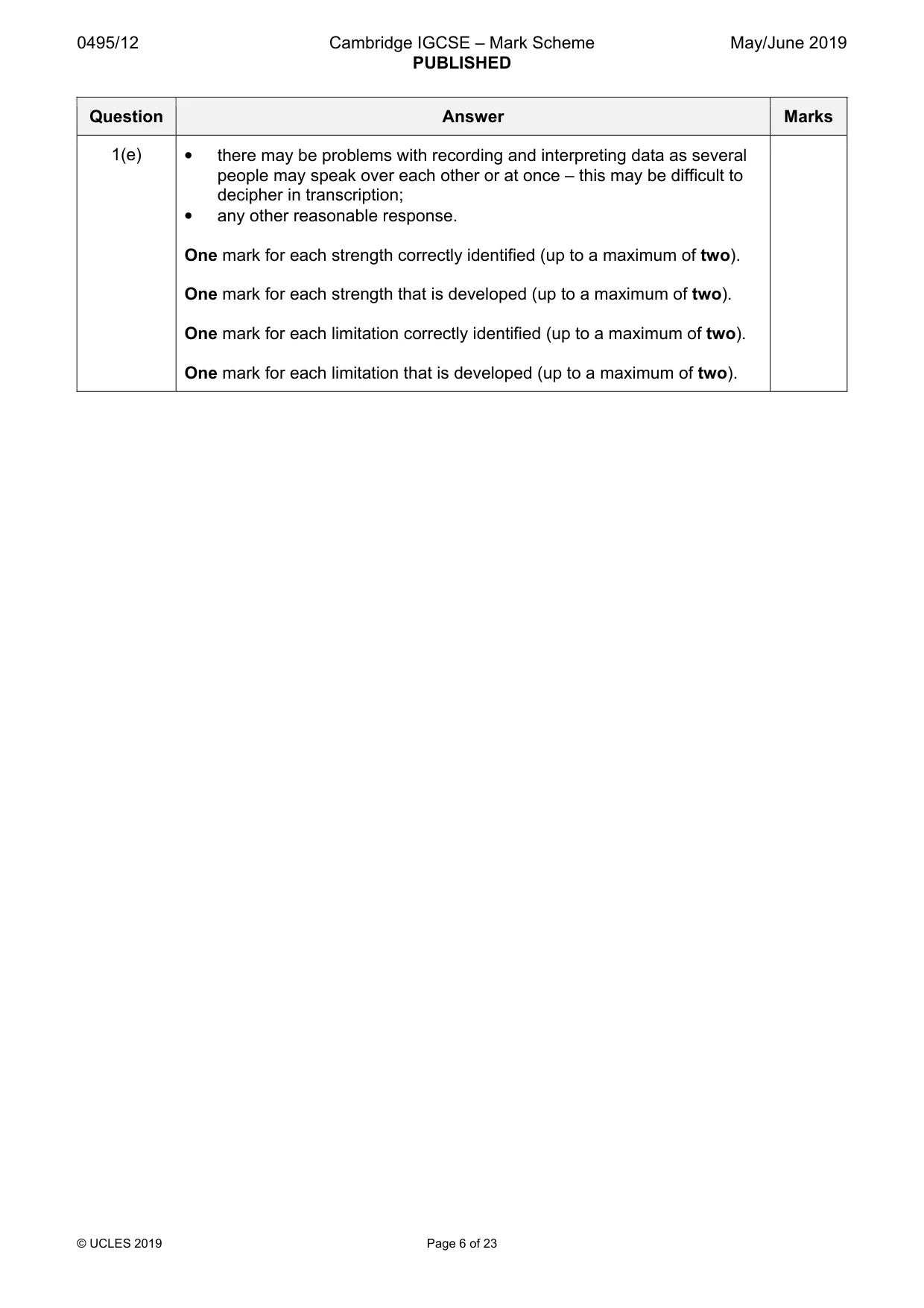 Mark scheme, page 6 of 23