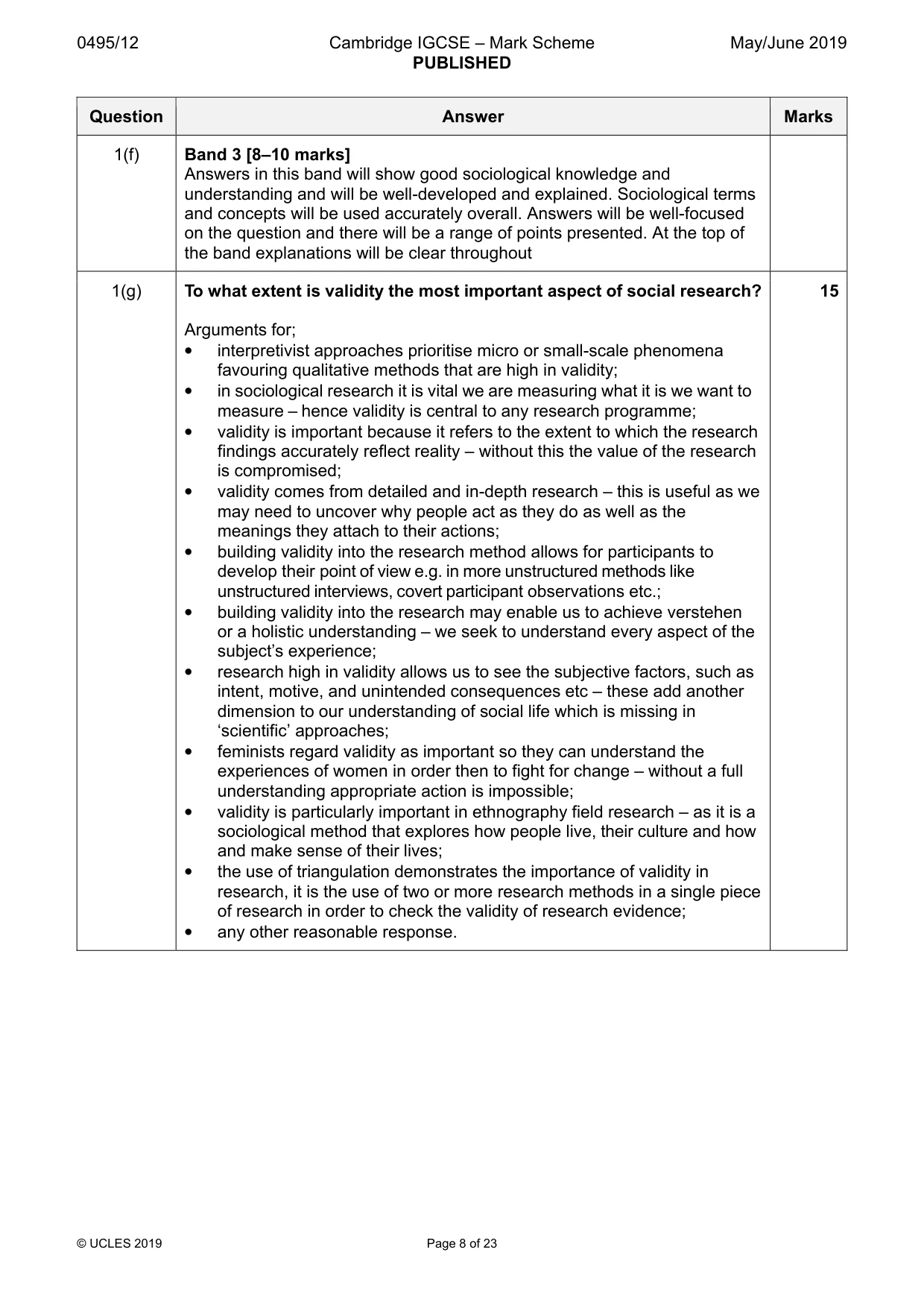 Mark scheme, page 8 of 23