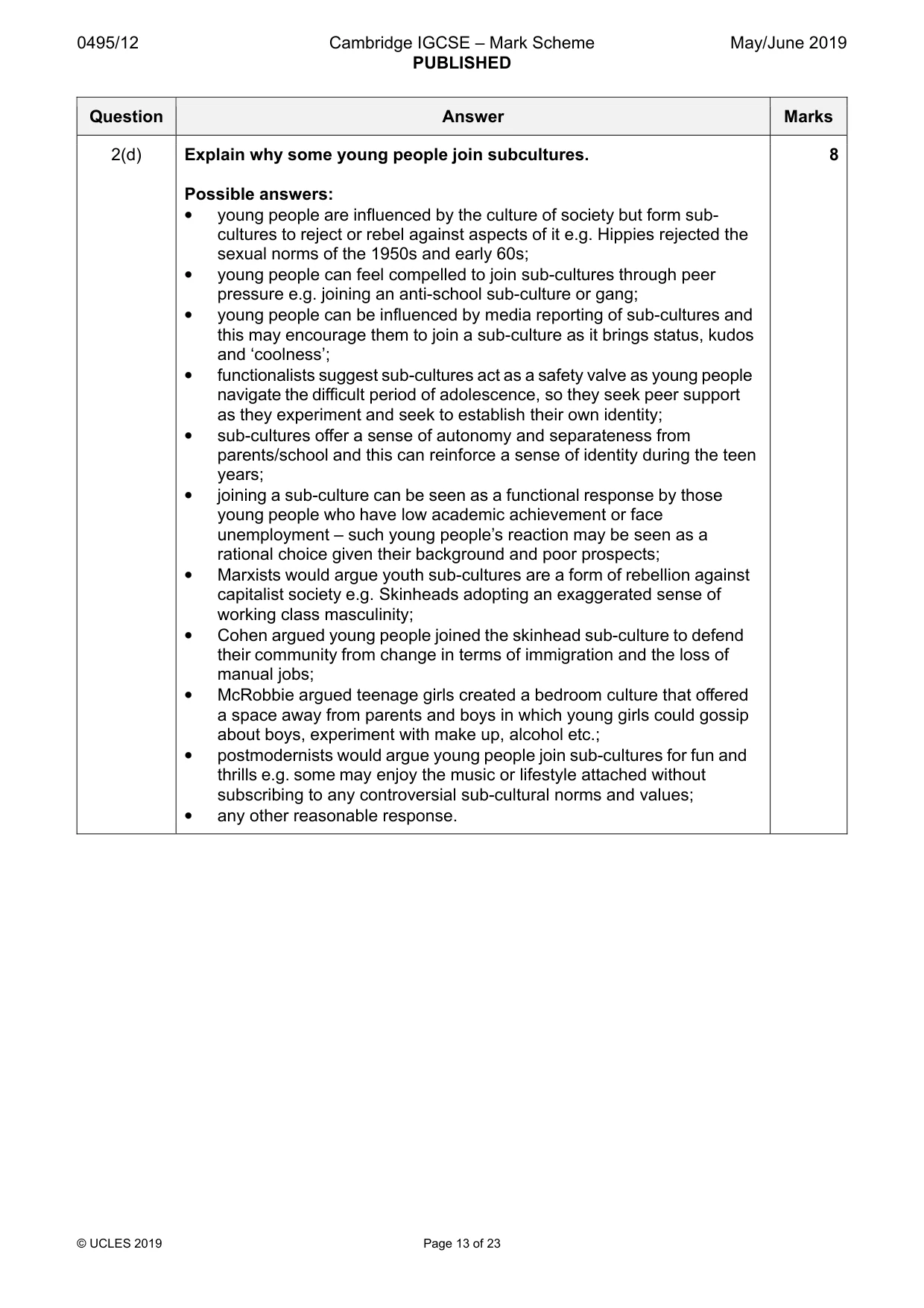 Mark scheme, page 13 of 23