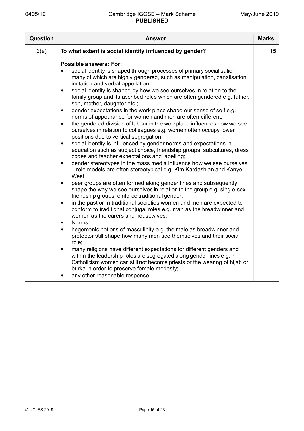 Mark scheme, page 15 of 23