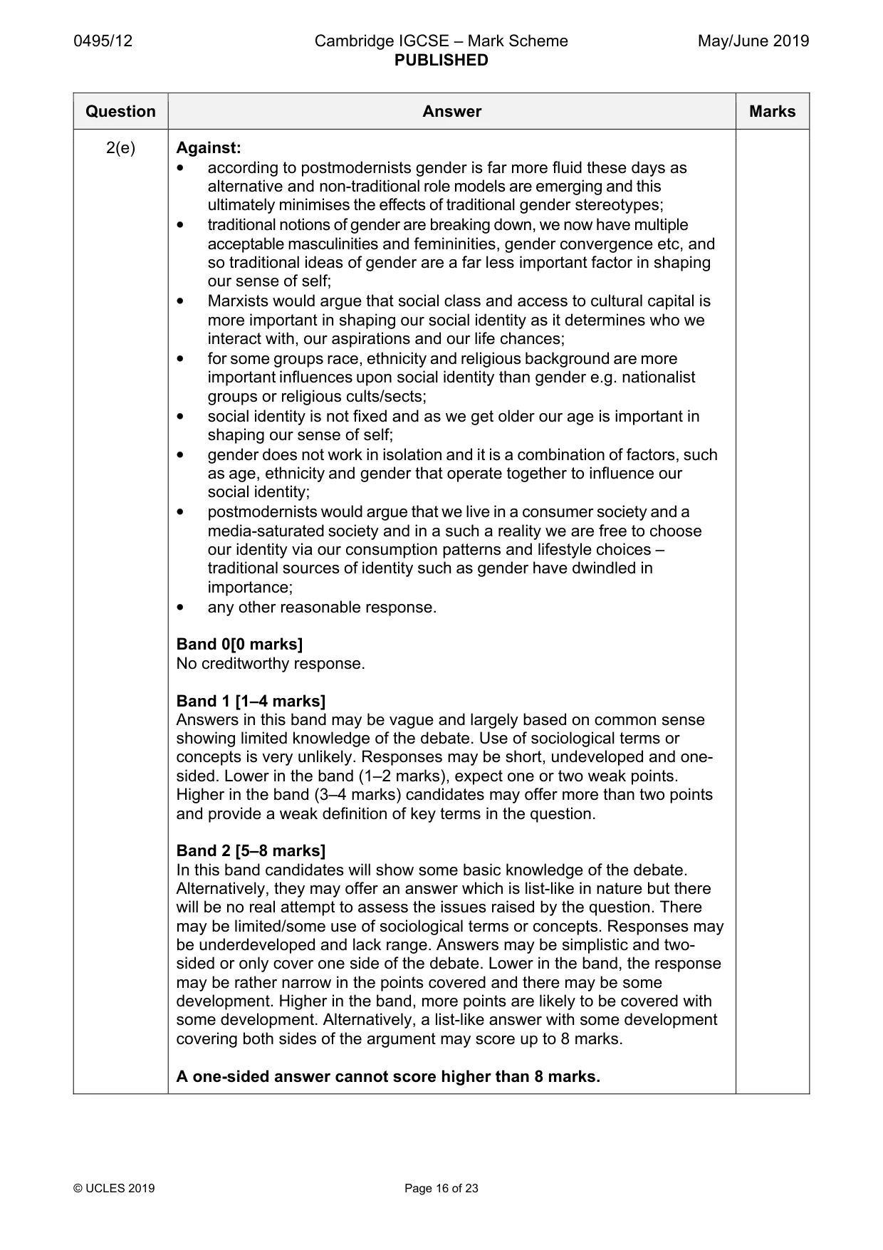 Mark scheme, page 16 of 23
