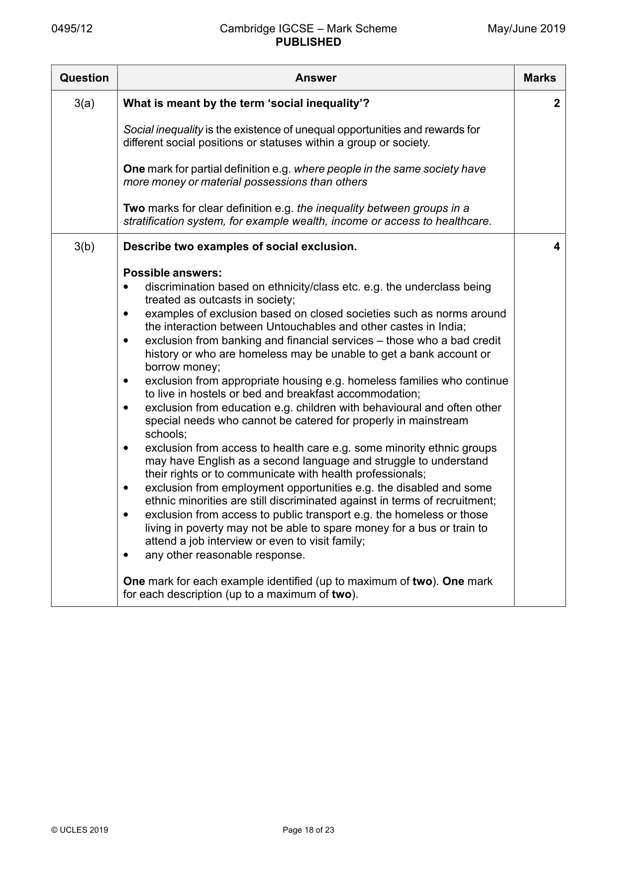 Mark scheme, page 18 of 23
