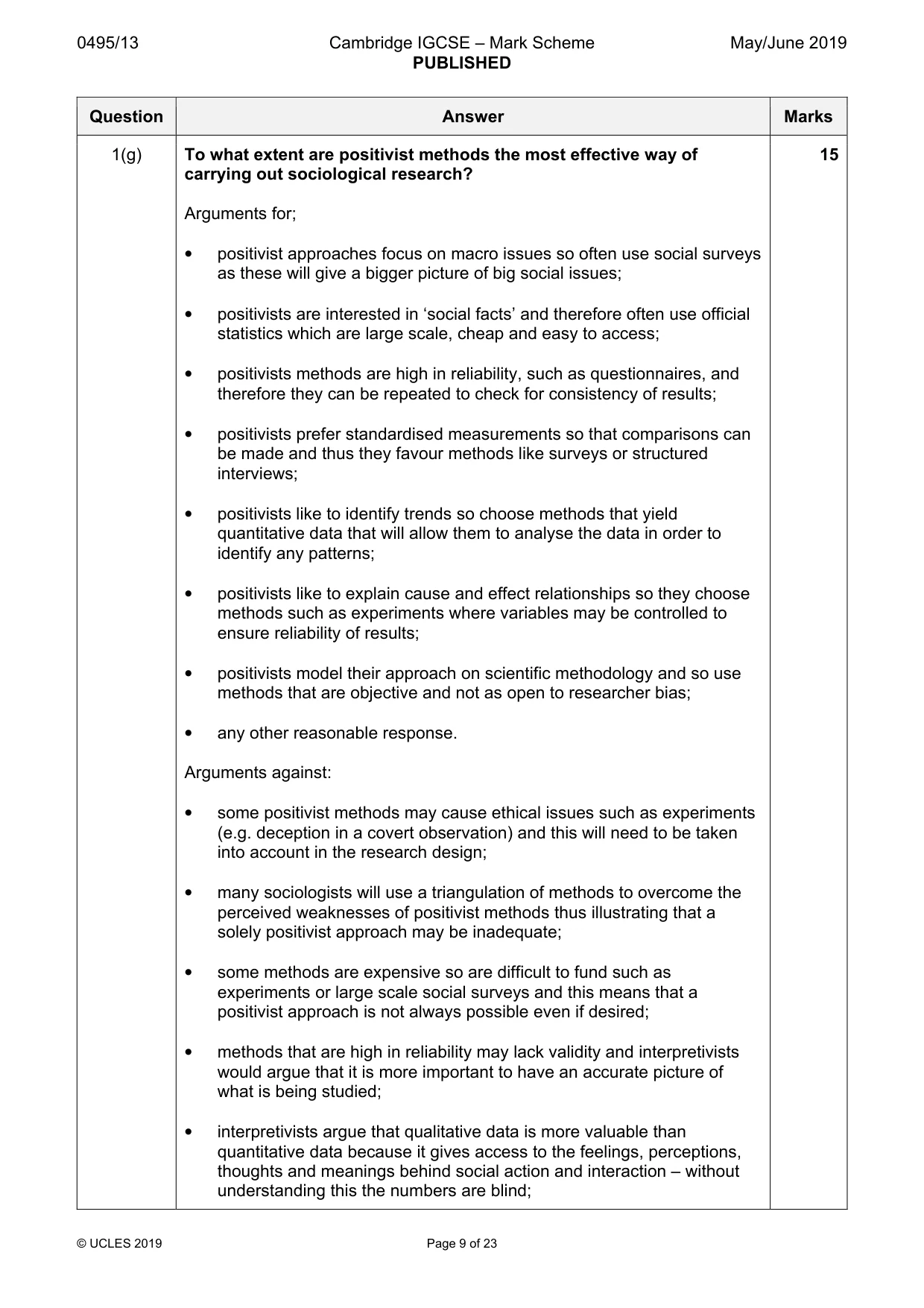 Mark scheme, page 9 of 23