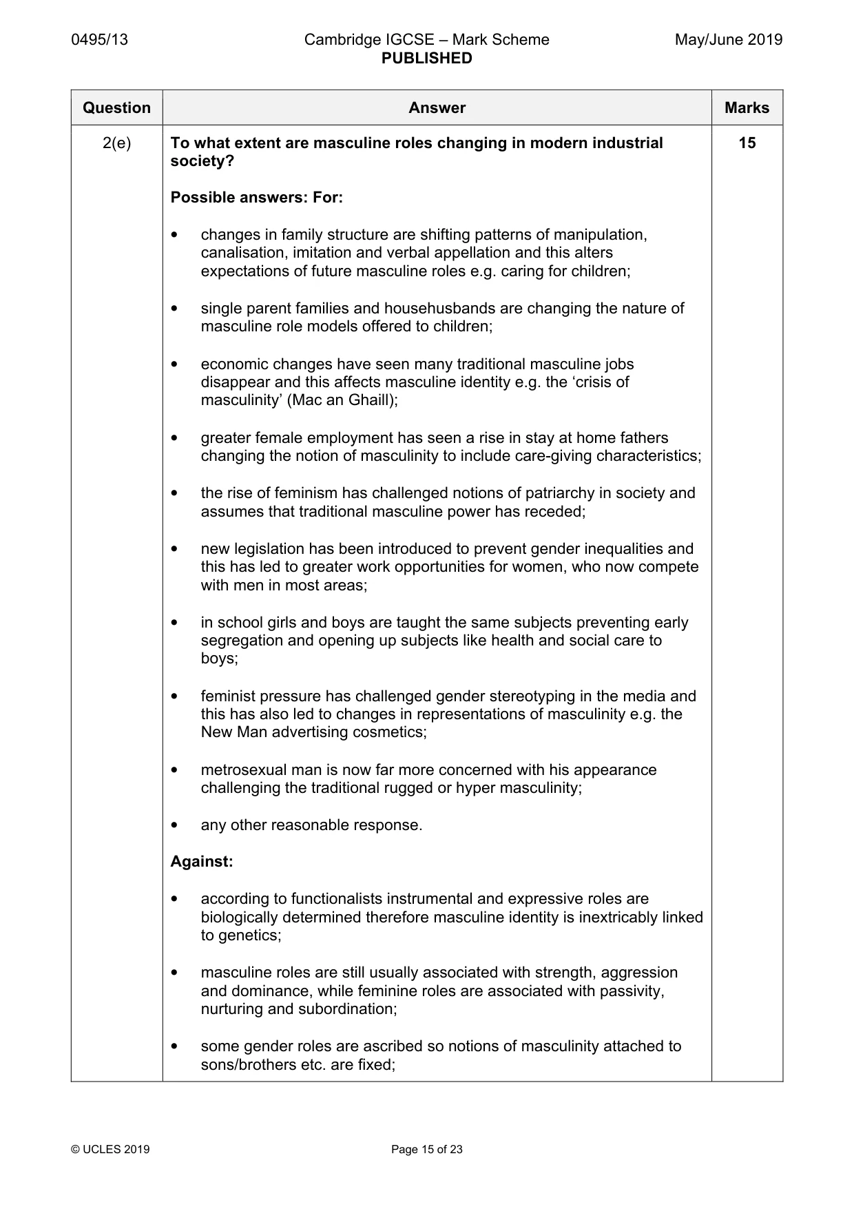 Mark scheme, page 15 of 23