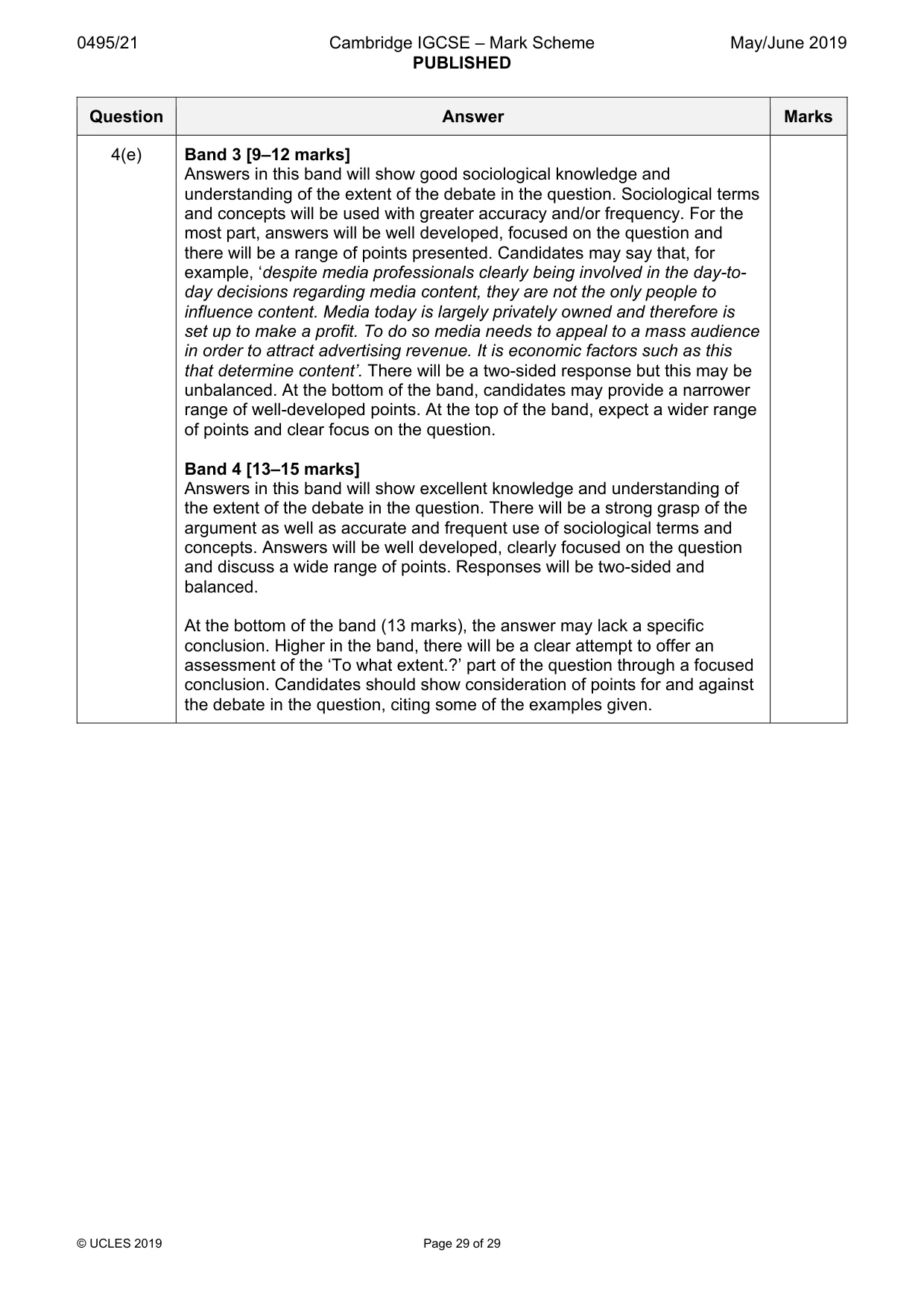 Mark scheme, page 29 of 29