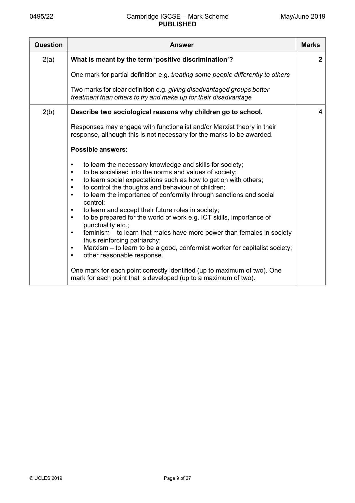 Mark scheme, page 9 of 27