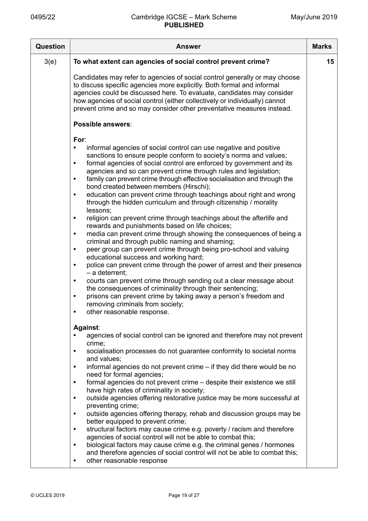 Mark scheme, page 19 of 27