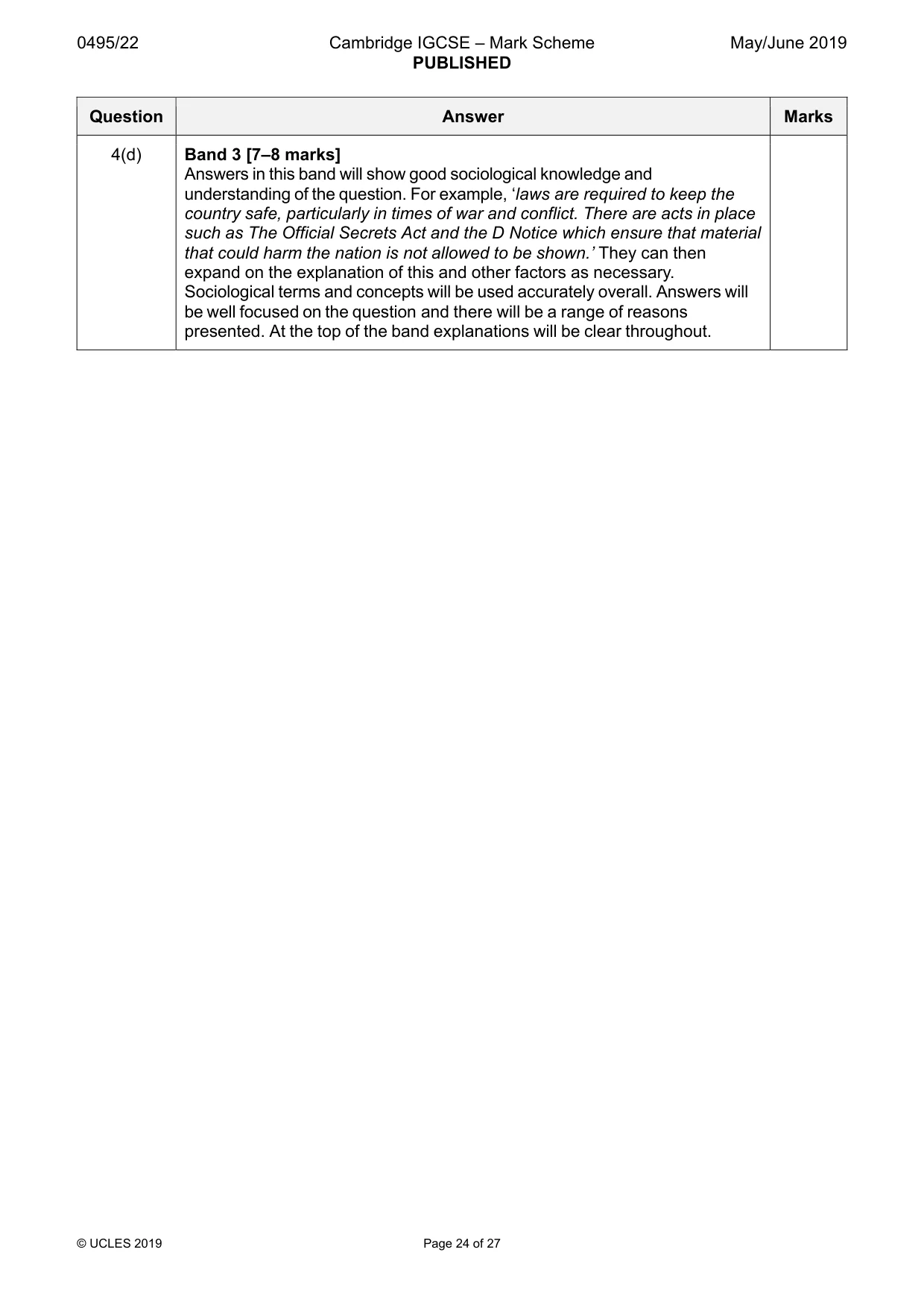 Mark scheme, page 24 of 27