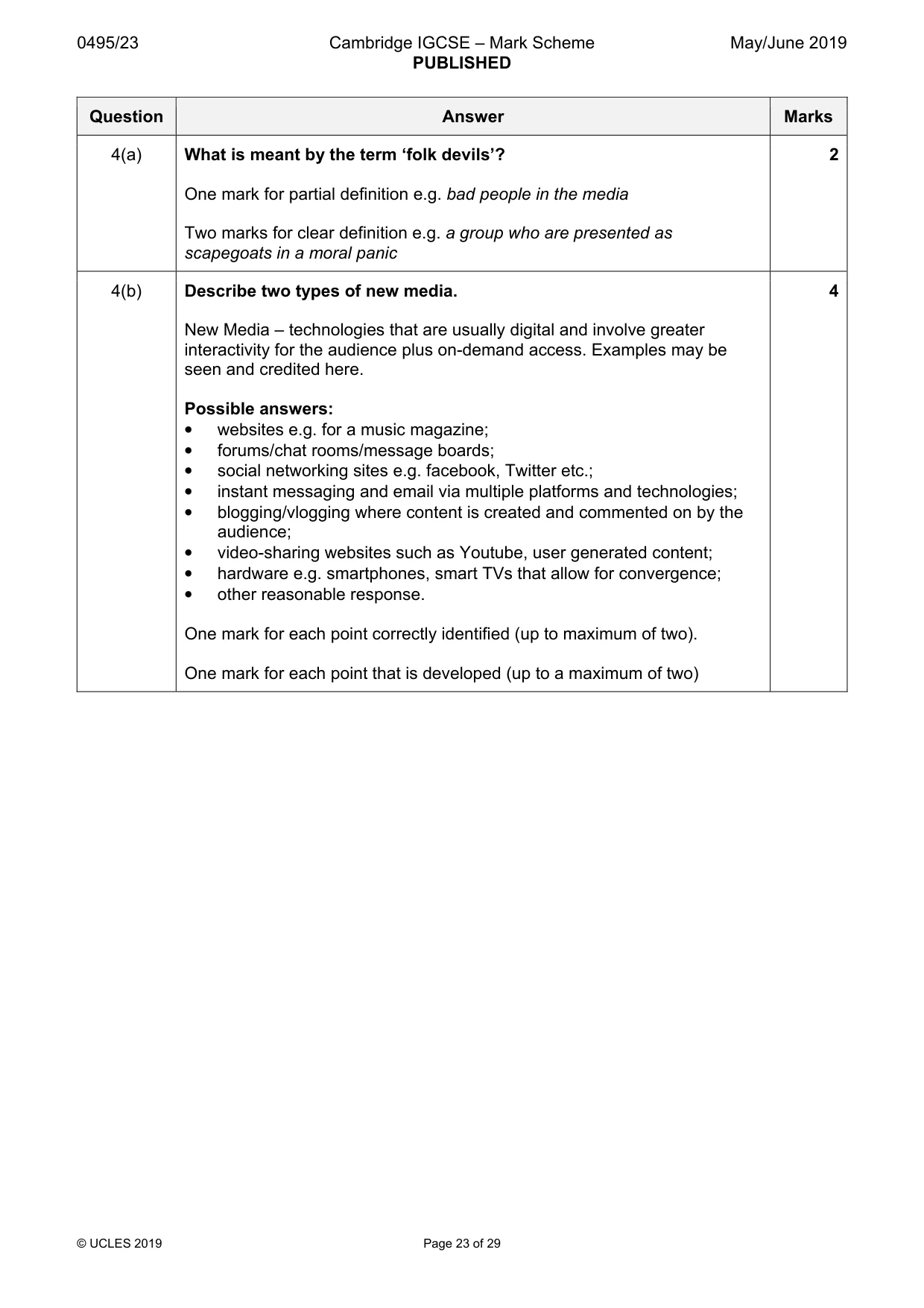 Mark scheme, page 23 of 29